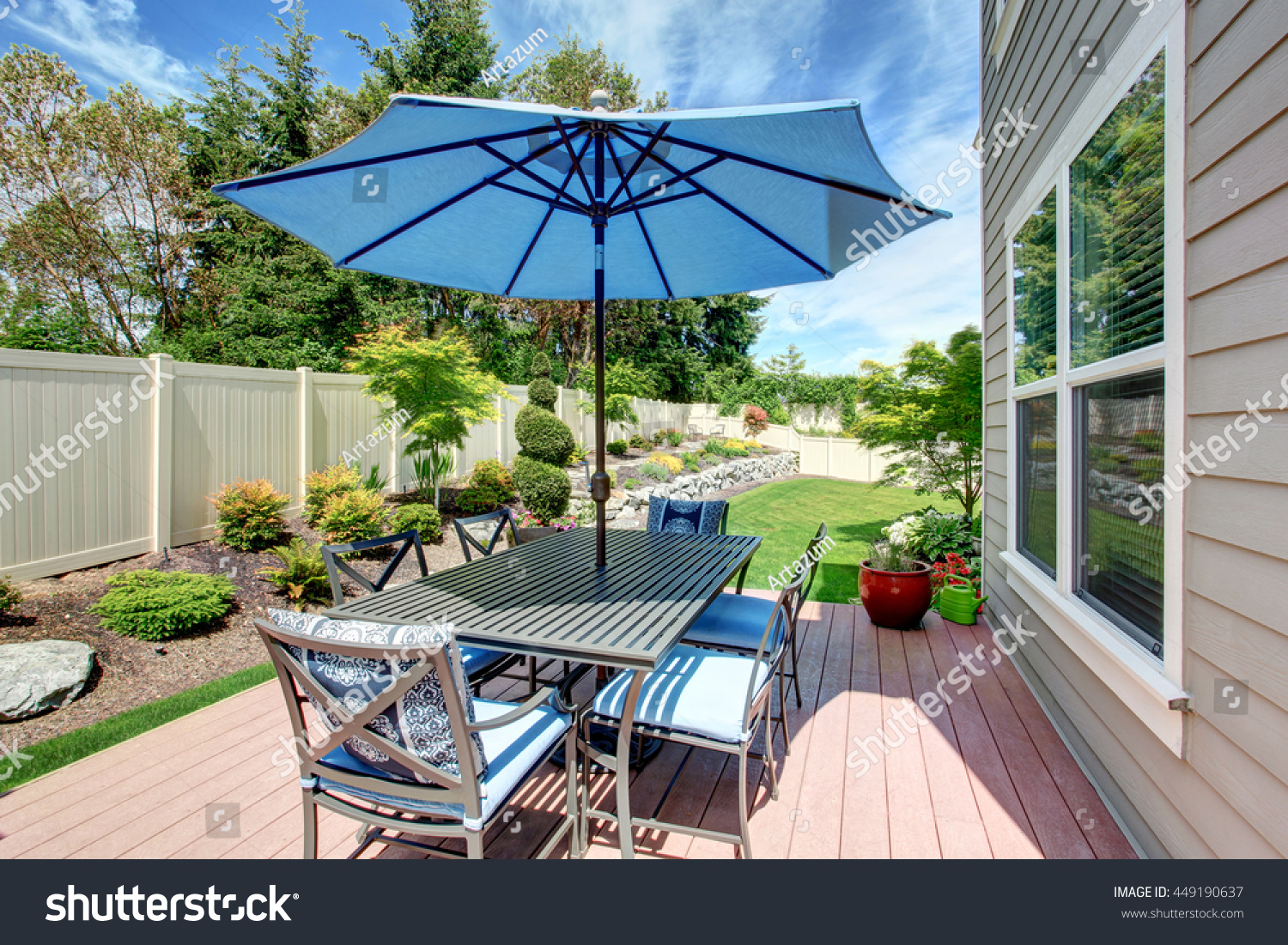 Big House Backyard Patio Table Set Stock Photo Edit Now 449190637