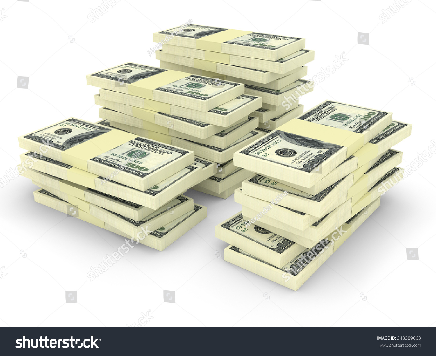 Big Money Stacks Dollars Isolated On Stock Illustration 348389663 ...