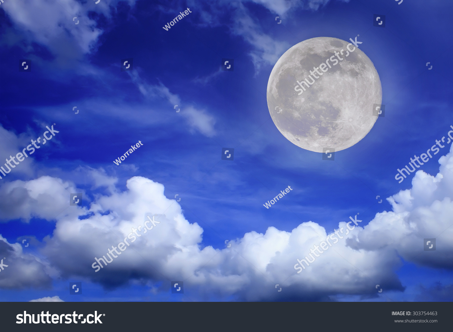 Big Moon On A Cloudy Sky Stock Photo 303754463 : Shutterstock