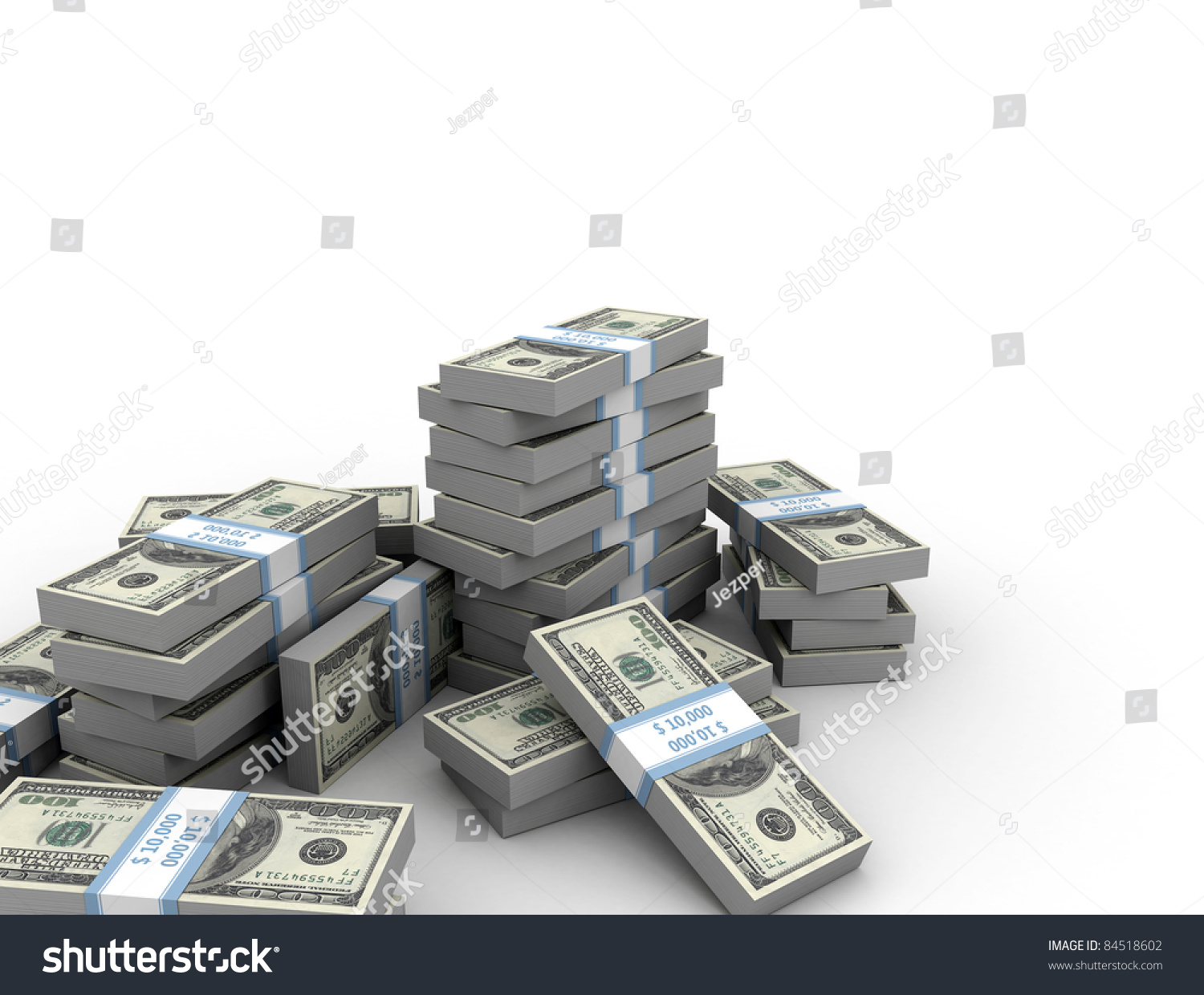 Big Pile Of Money. Stack Of American Dollars Stock Photo 84518602 ...