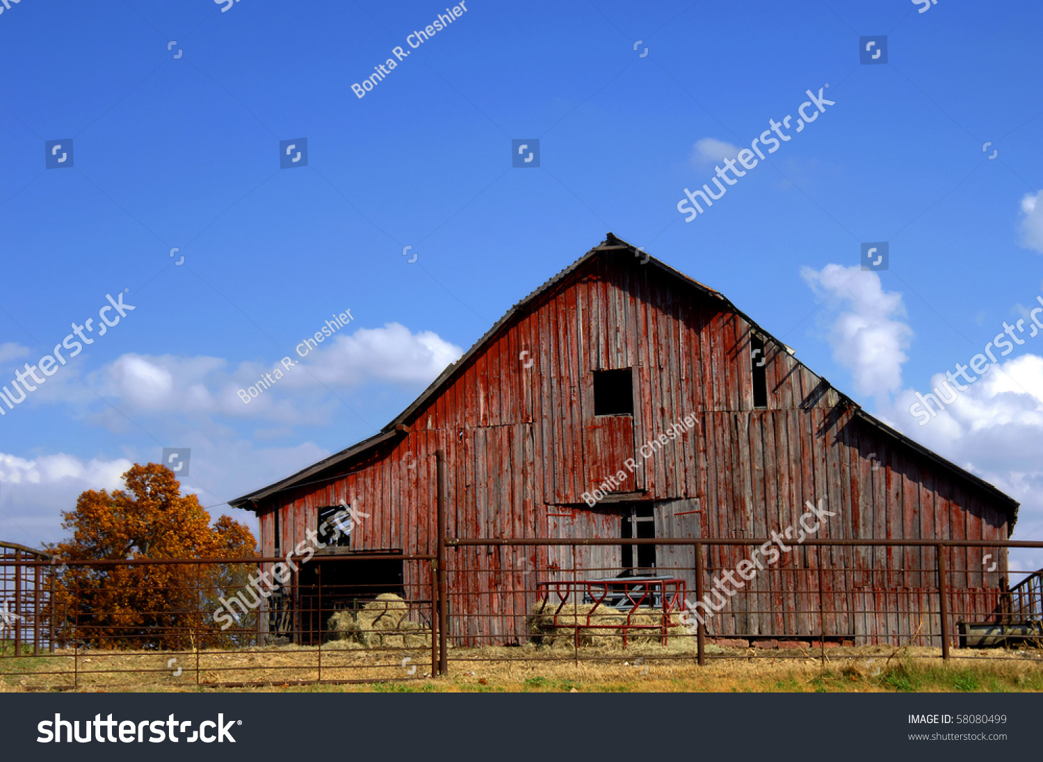 Big Red Barn Weathered Worn Boards Stock Photo Edit Now 58080499