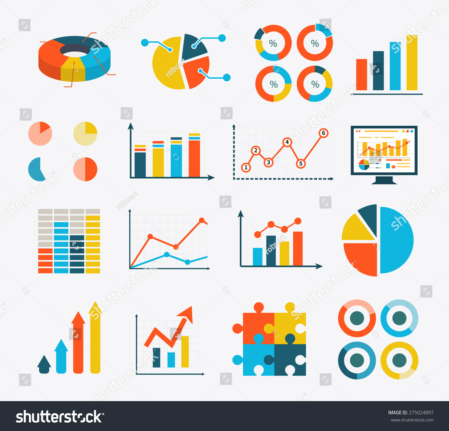 Big Set Infographic Graph Charts Diagrams Stock Illustration 275024897 ...