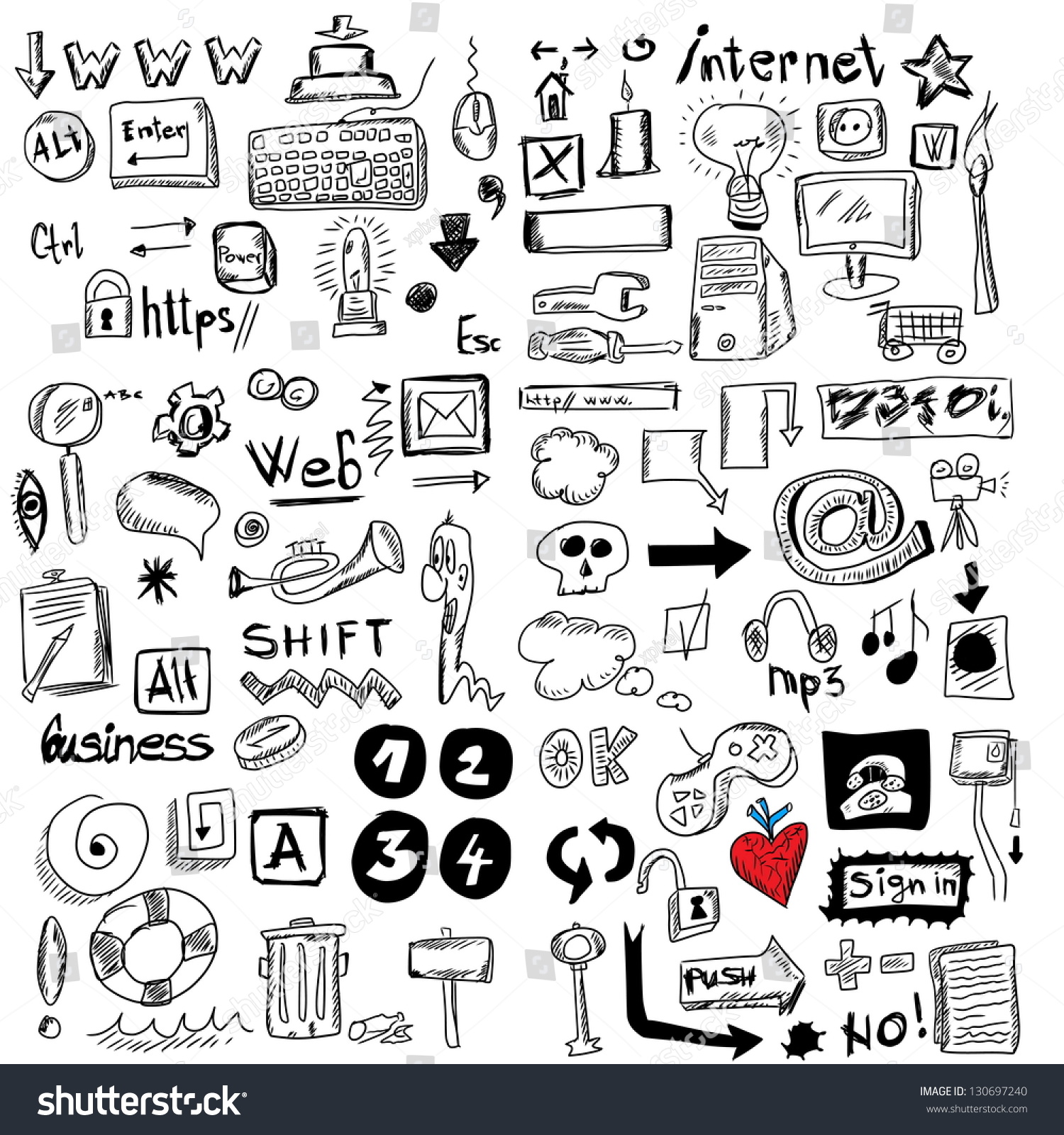 Big Set Internet Doodles Stock Photo 130697240 : Shutterstock