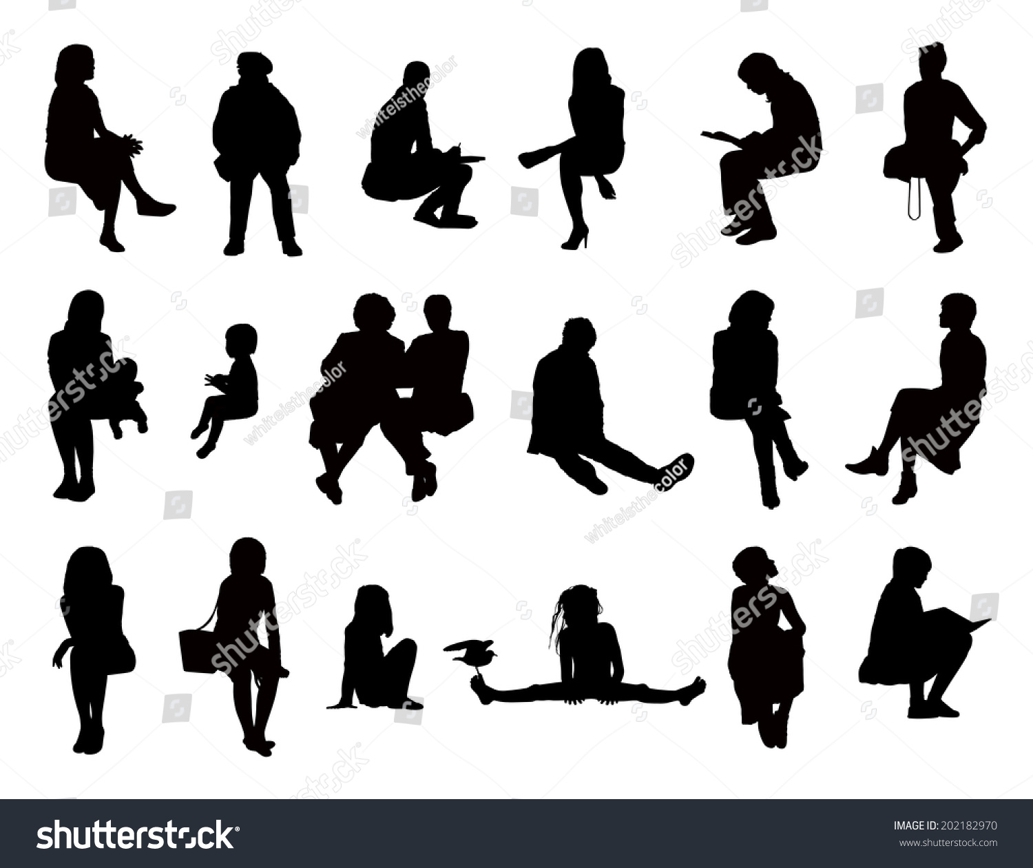 Big Set Black Silhouettes Women Different Stock Illustration 202182970 ...