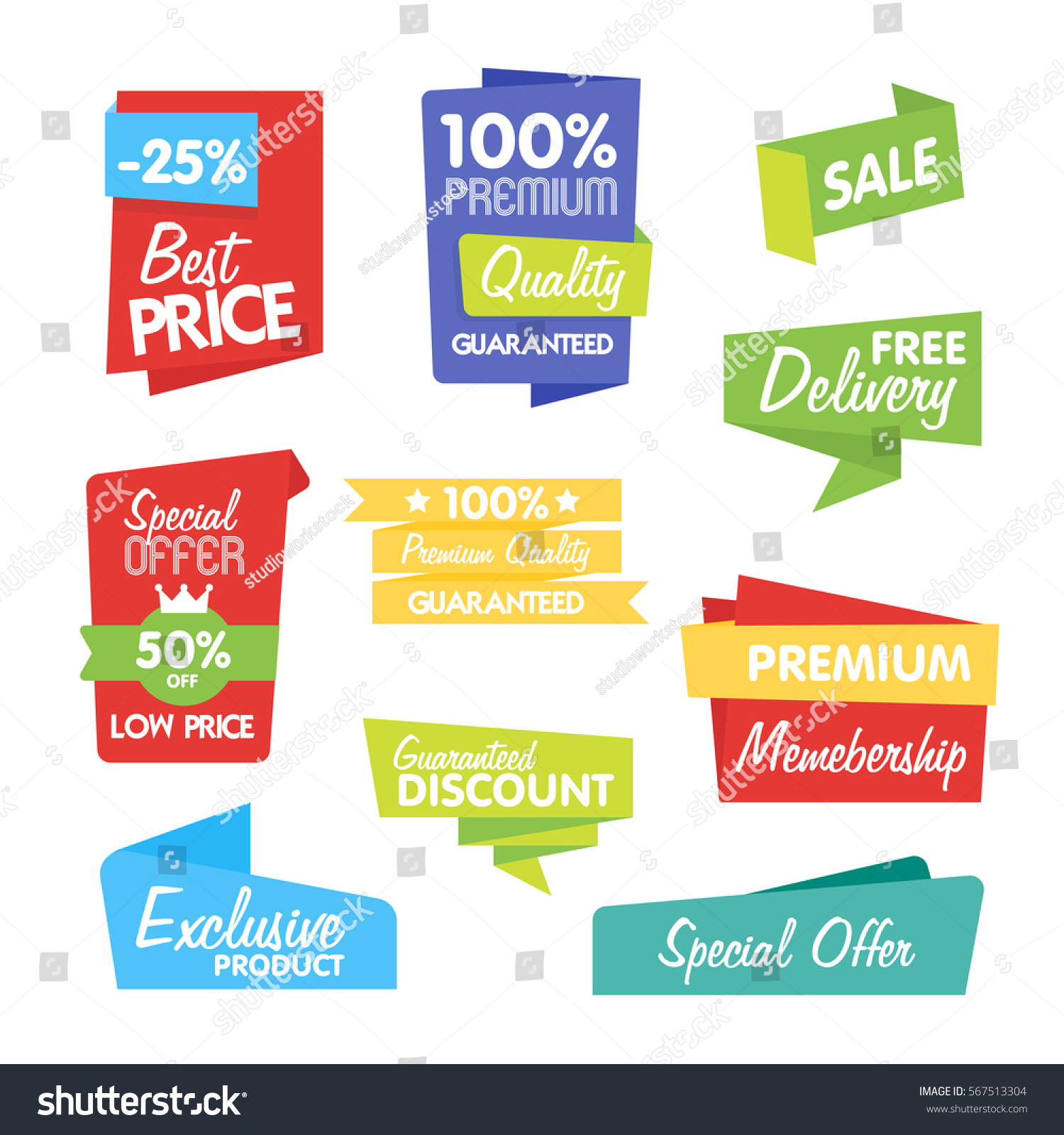 Big Set Raster Label Sticker Tags Stock Illustration ...