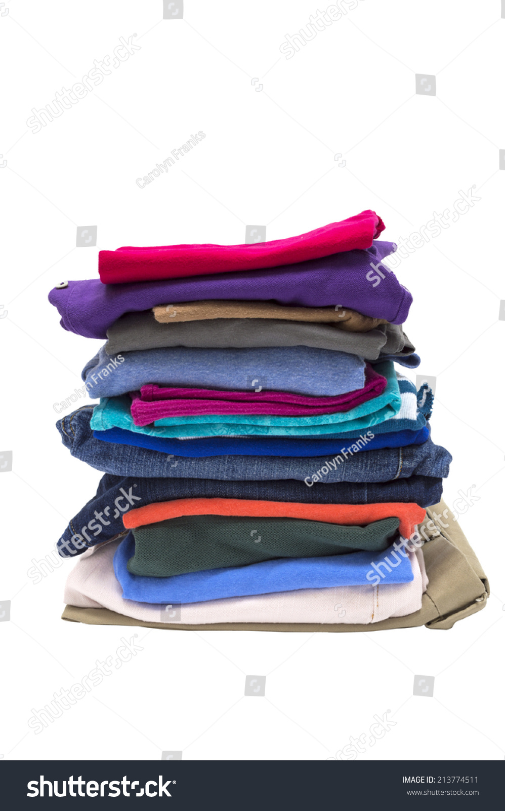 Big Stack Folded Clothes Shot Vertically Stock Photo Edit Now Big Stack Folded Clothes Shot Vertically Stock Photo Edit Now