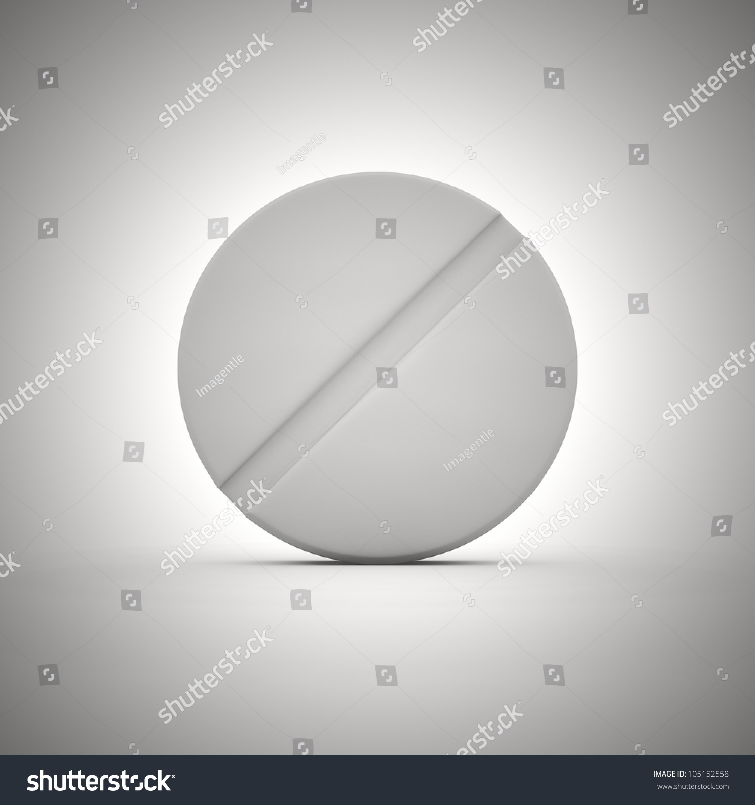 Big White Tablet Round Shape Stock Illustration 105152558