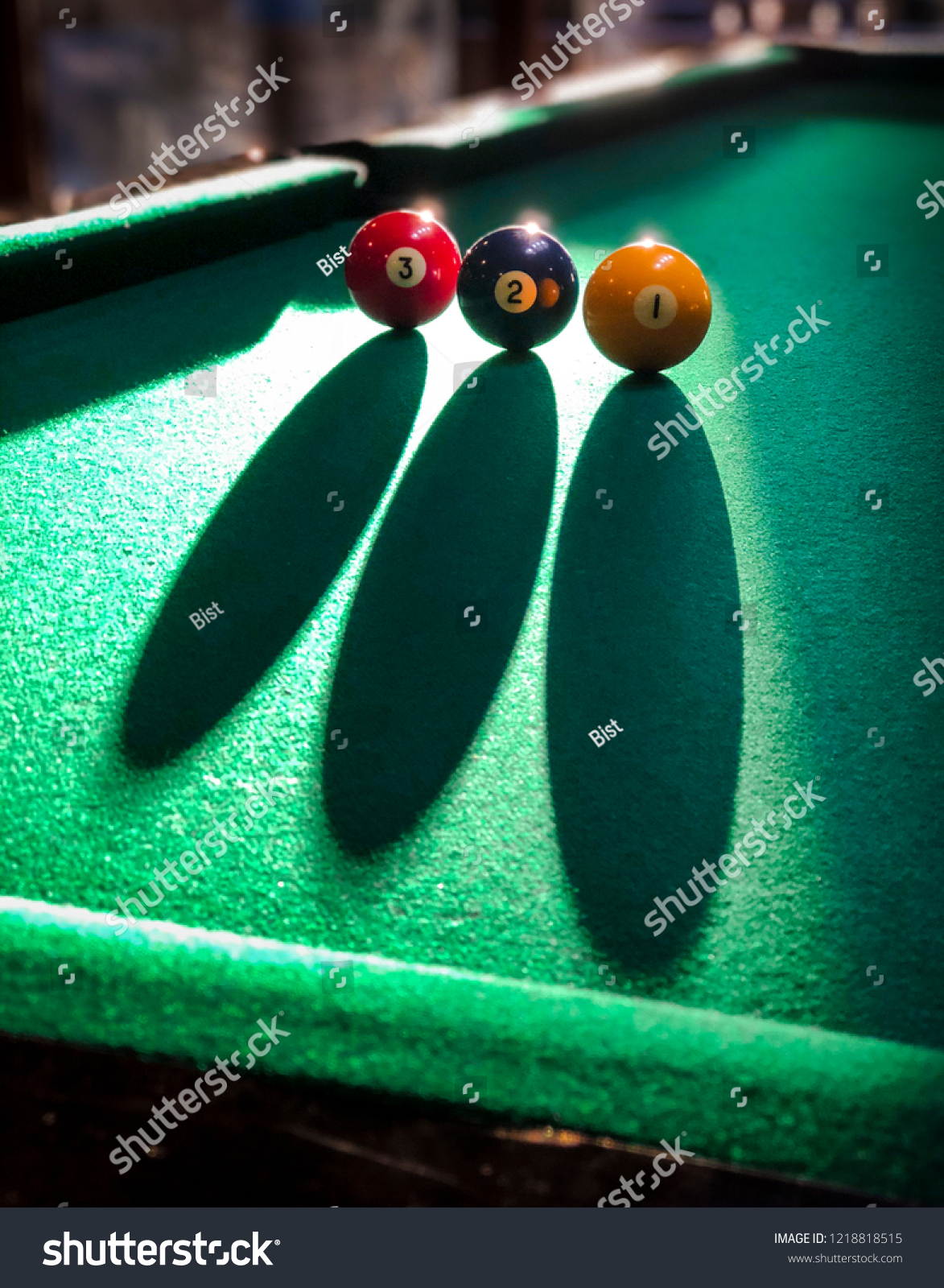 Billiards Balls On Pool Table Red Stock Photo Edit Now 1218818515