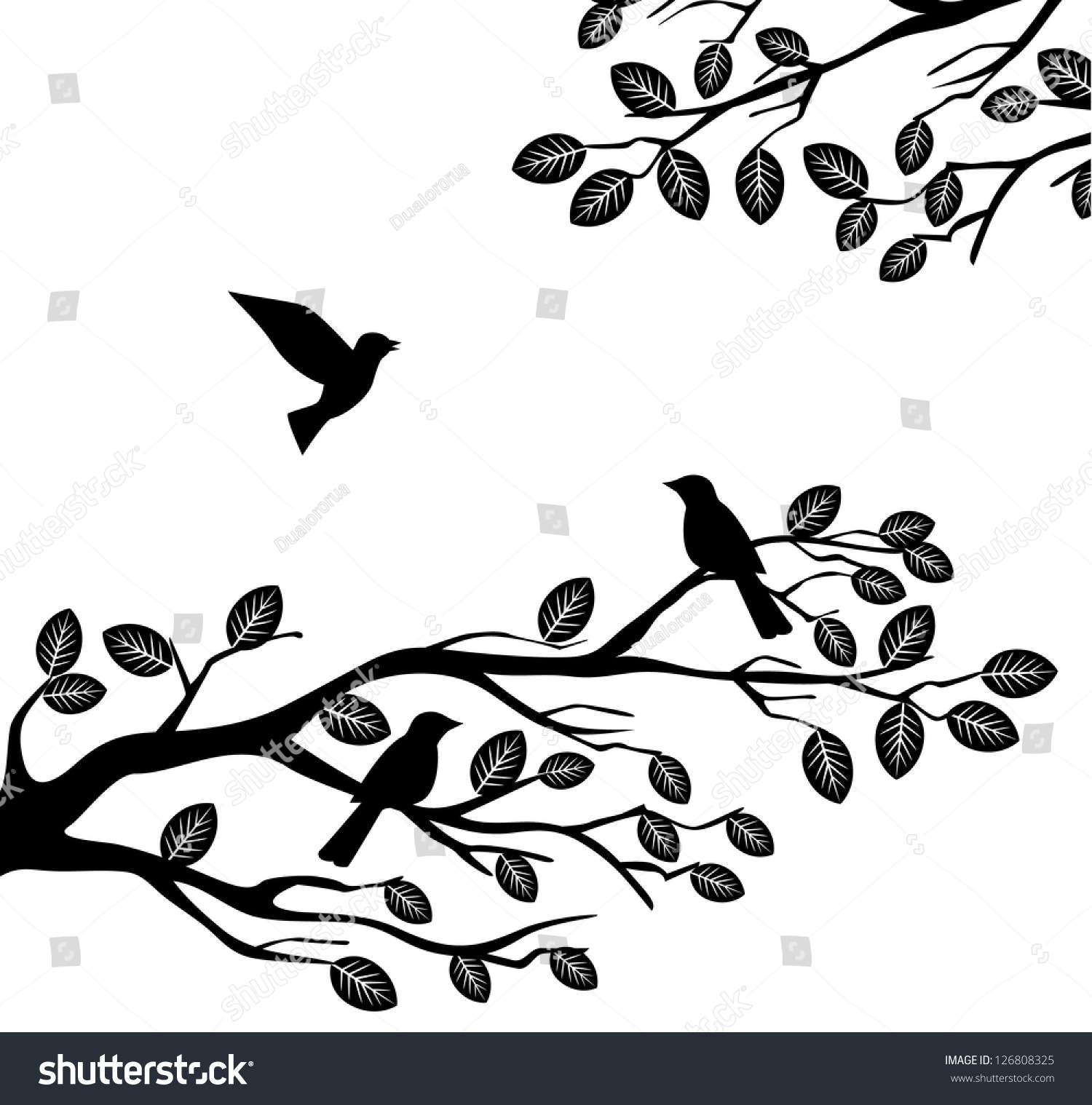 Bird And Tree Silhouette Stock Photo 126808325 : Shutterstock