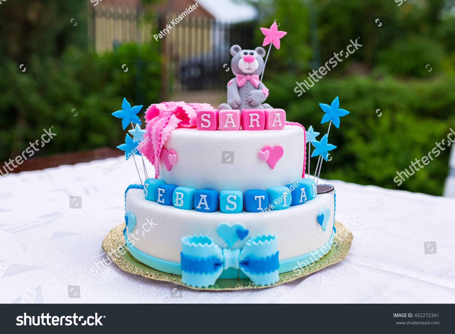 Birthday Cake Baby Boy Girl Twins Stock Photo Edit Now 432272341