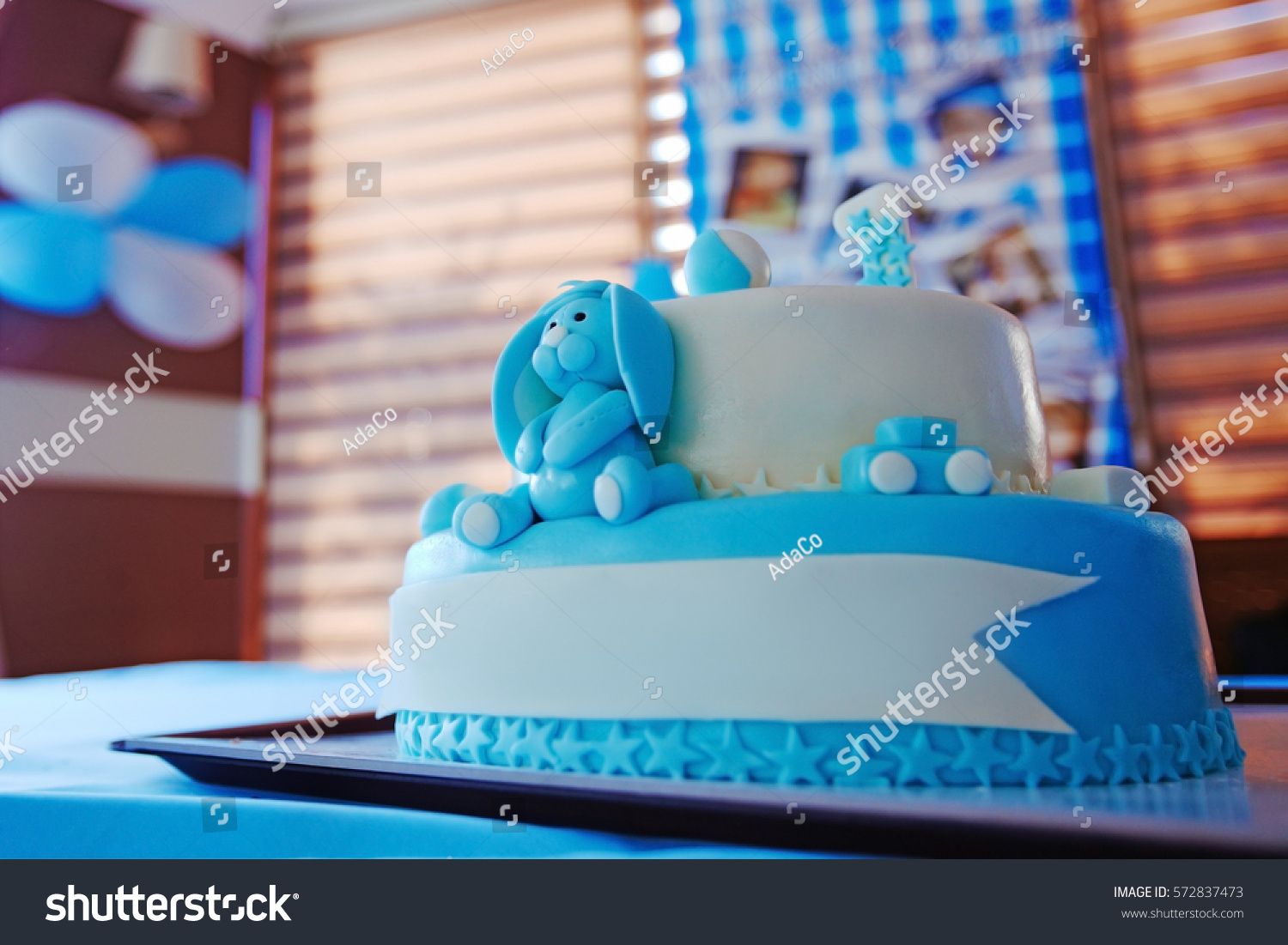 Birthday Cake 1 Year Old Boy Stock Photo Edit Now 572837473