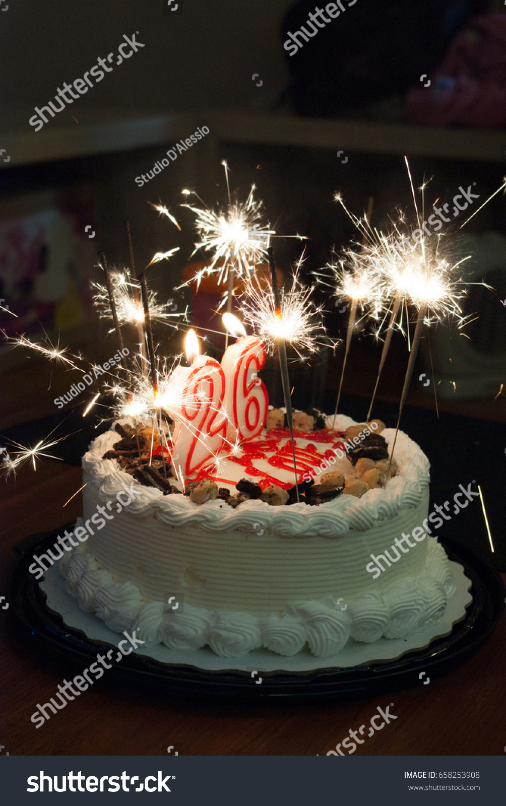 Birthday Cake Candles Sparklers Stock Photo Edit Now