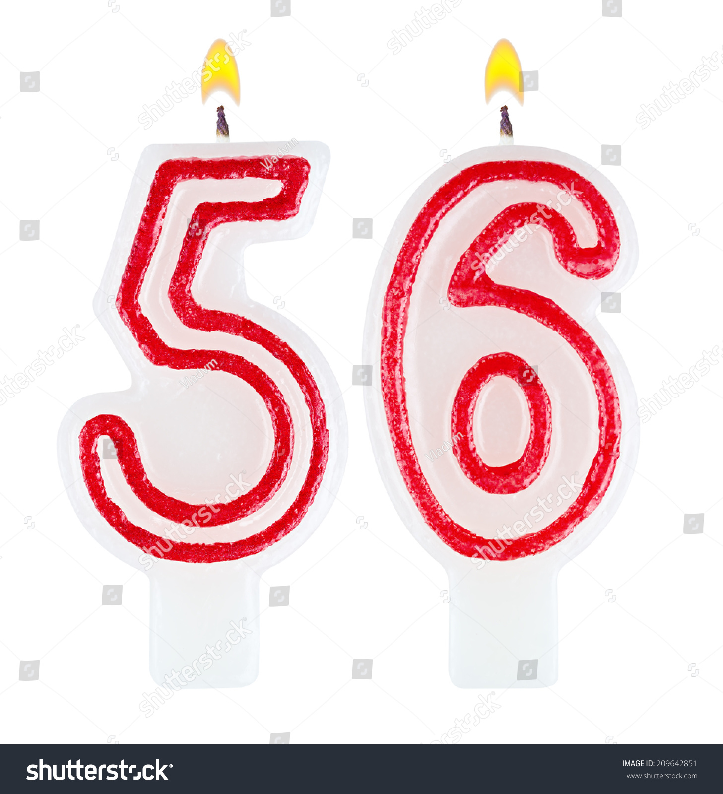 Birthday Candles Number Fifty Six Isolated On White Background Stock ...