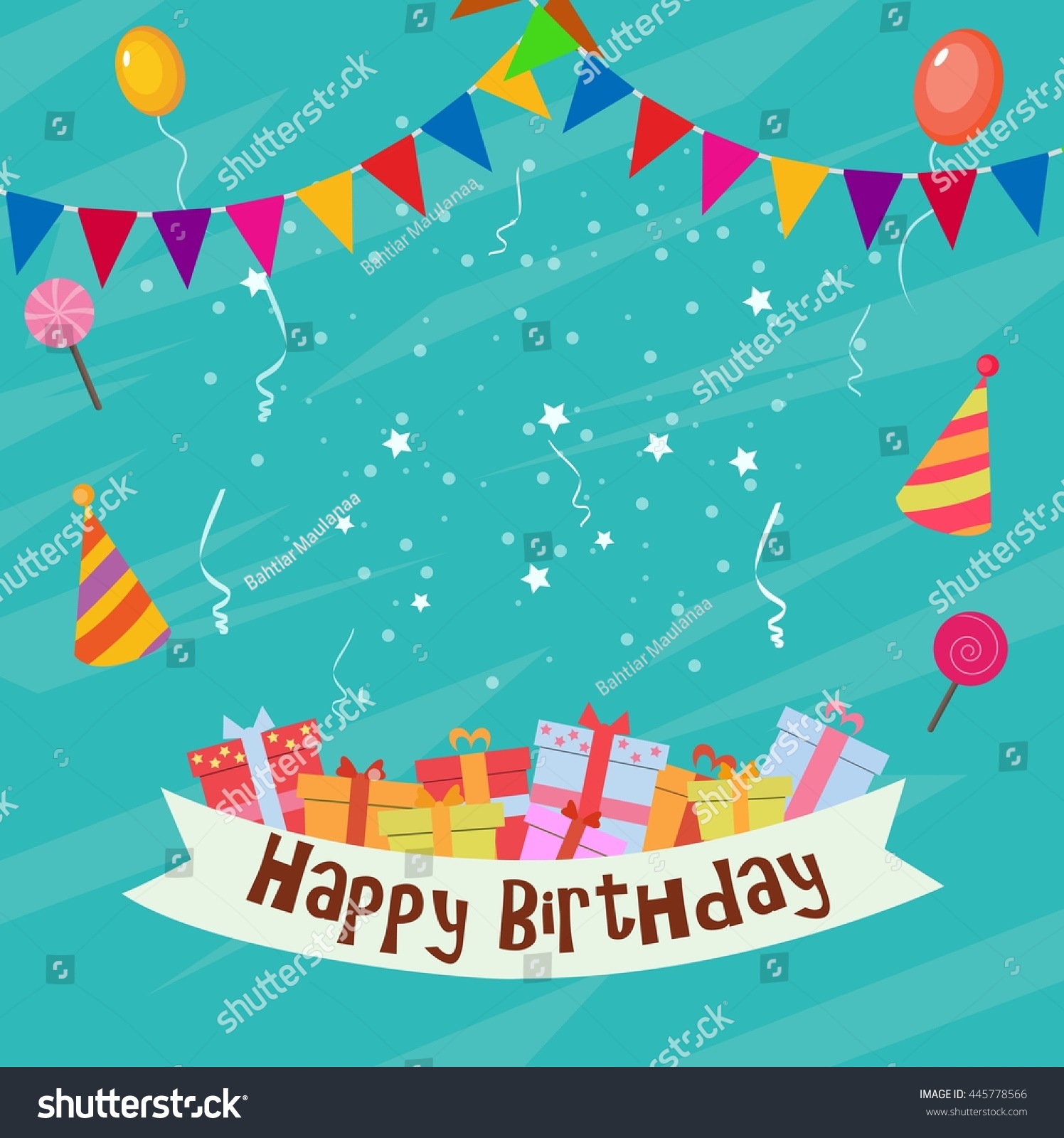 Birthday Card With Flag Stock Photo 445778566 : Shutterstock