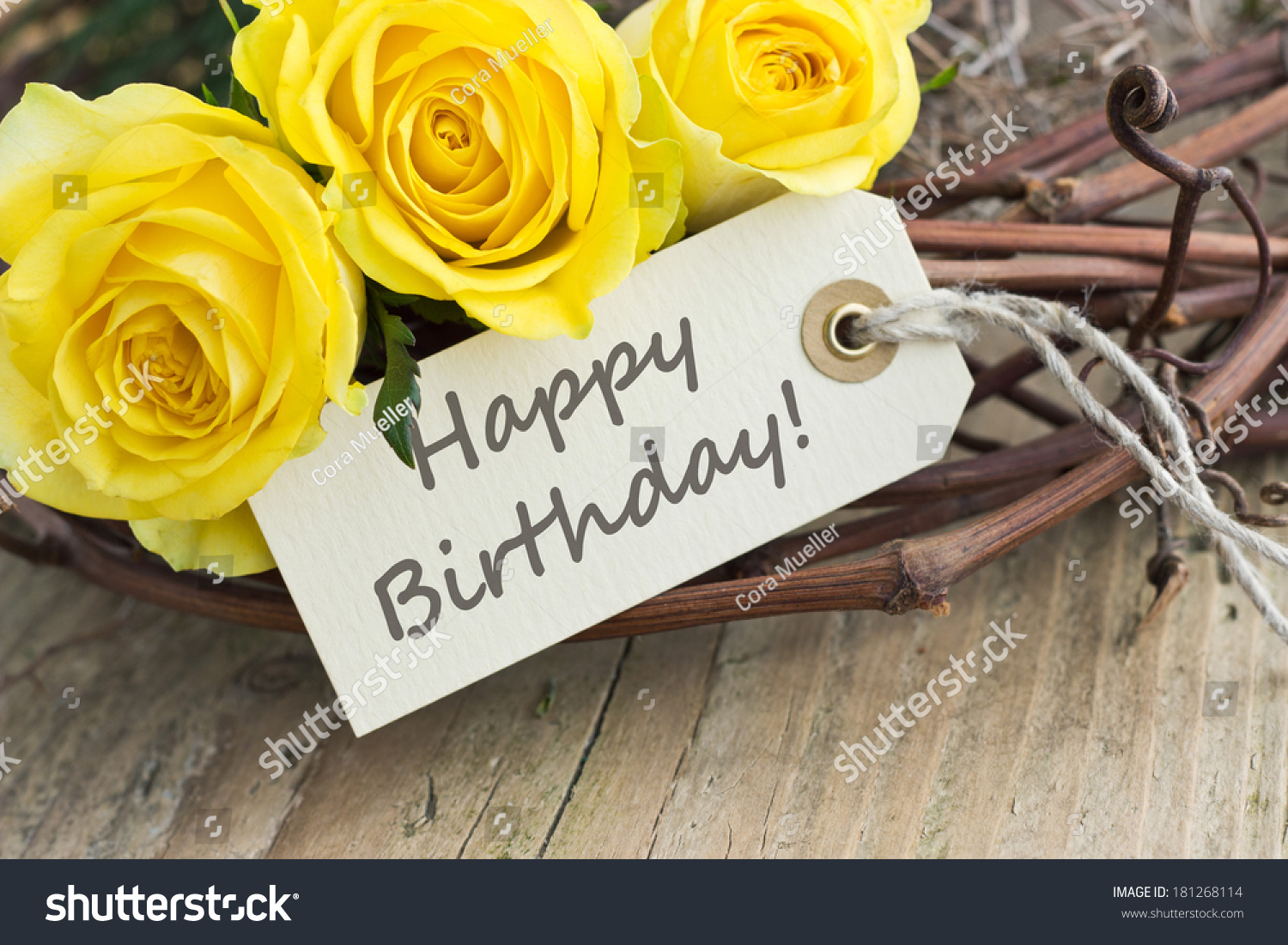 Birthday Card Yellow Roseshappy Birthdayenglish Stock Photo Edit