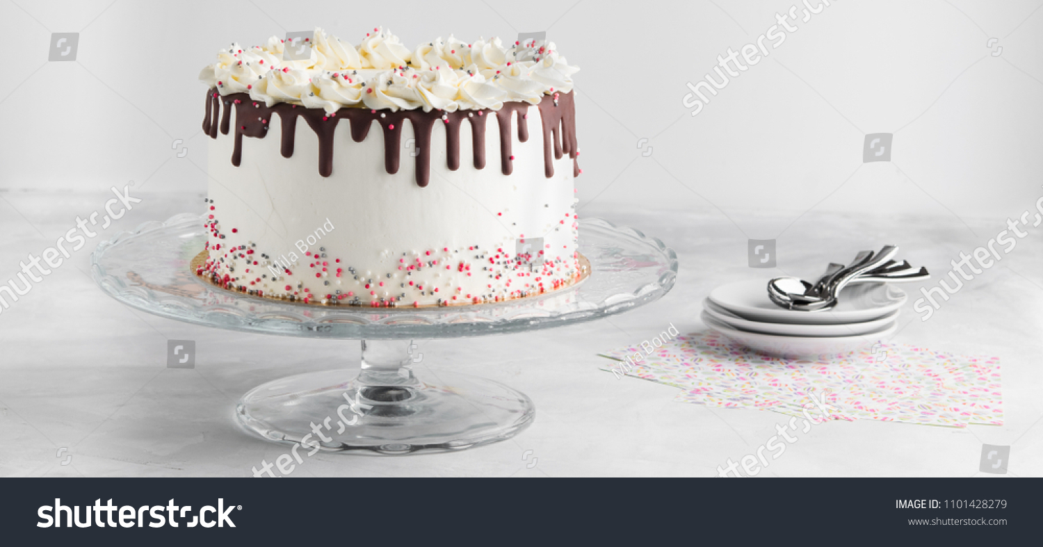 Birthday Drip Cake Chocolate Ganache Sprinkles Stock Photo 1101428279 ...