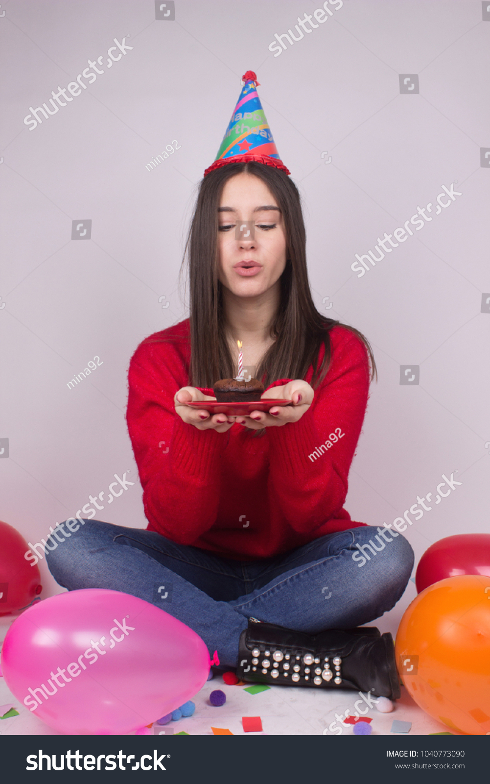 Birthday Girl Teen Joyful Closeup Wish Stock Photo Edit Now