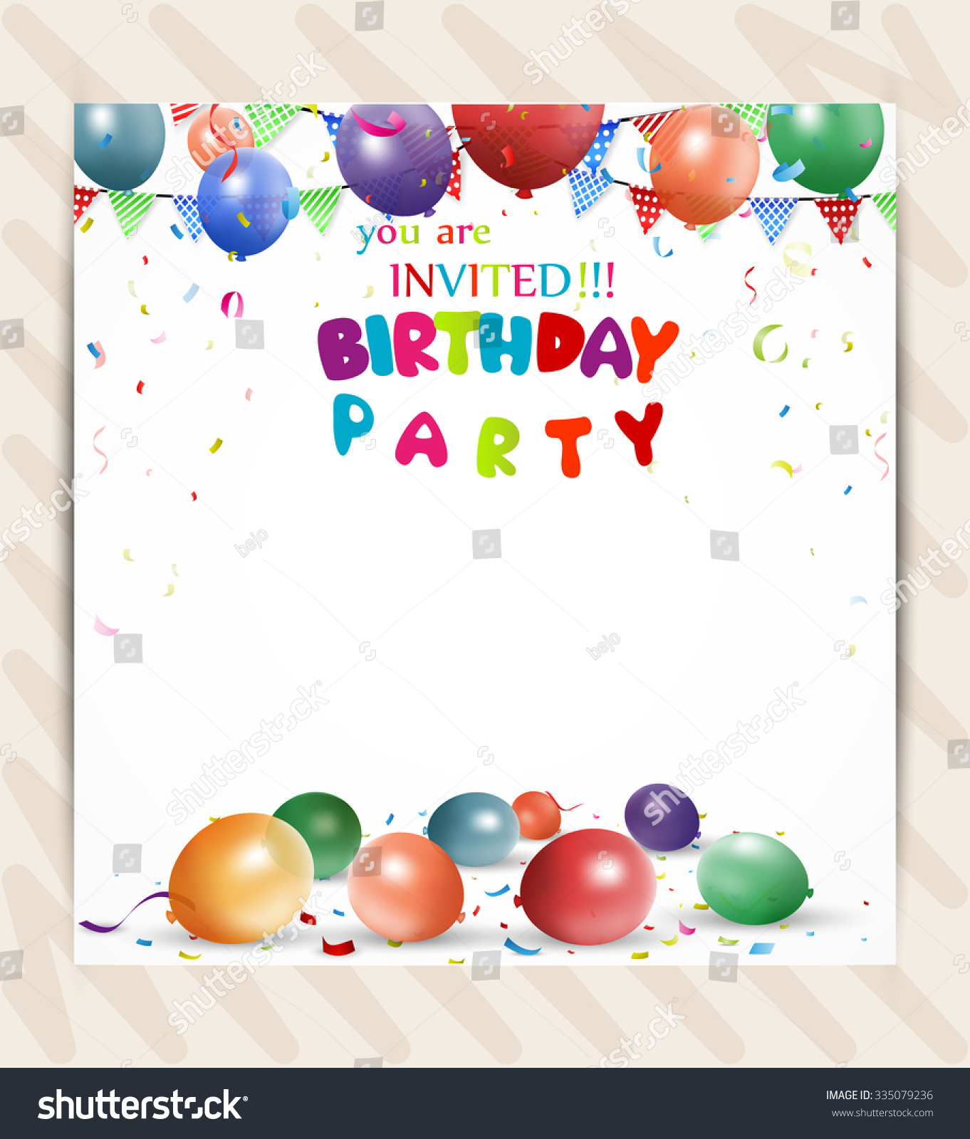 Birthday Invitation Card Stock Photo 335079236 : Shutterstock