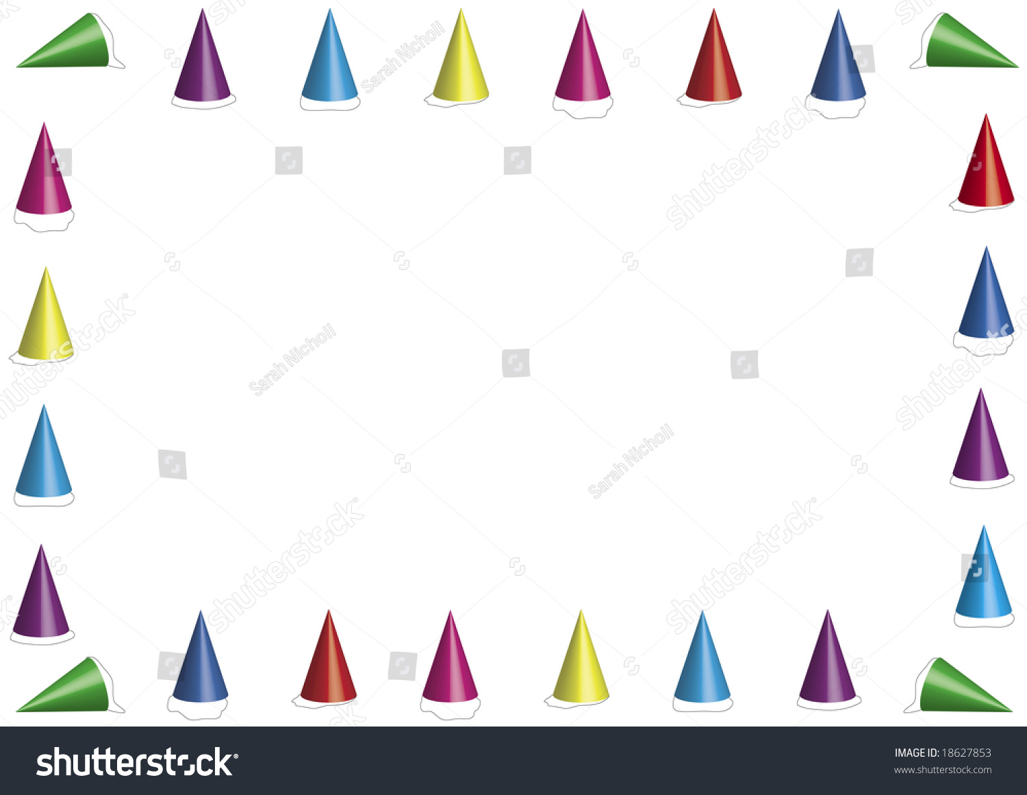 Birthday Party Hat Border On White Stock Illustration 18627853 ...