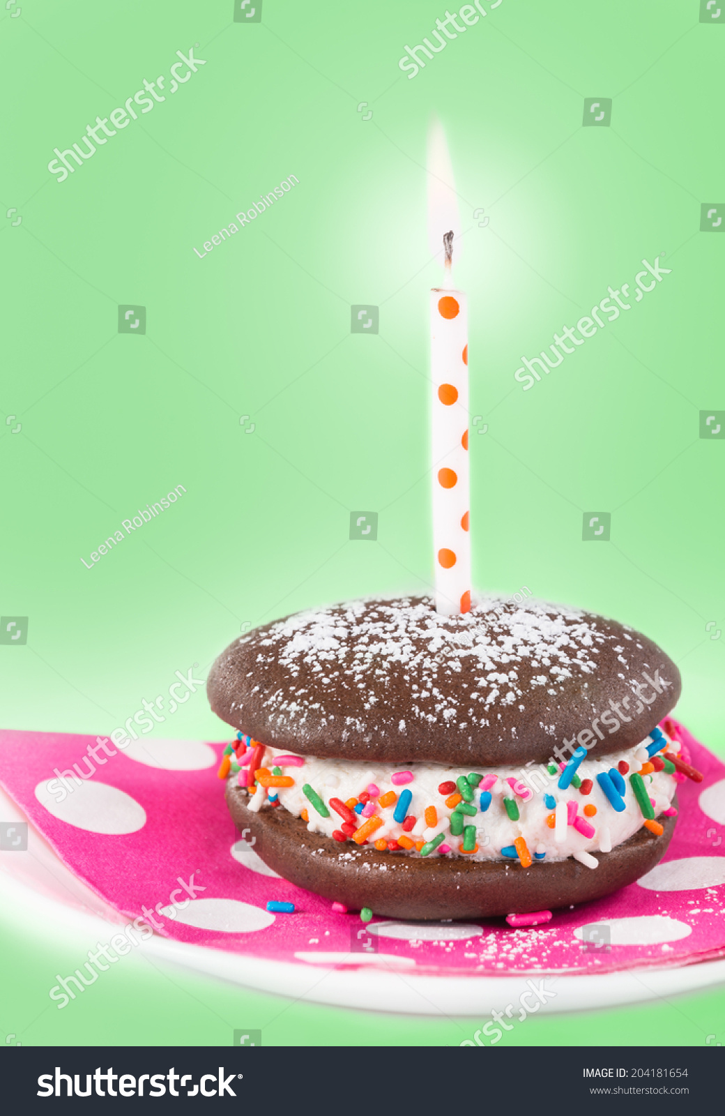 Birthday Whoopie Pie Candle Decorated Sprinkles Stock Photo Edit Now 204181654