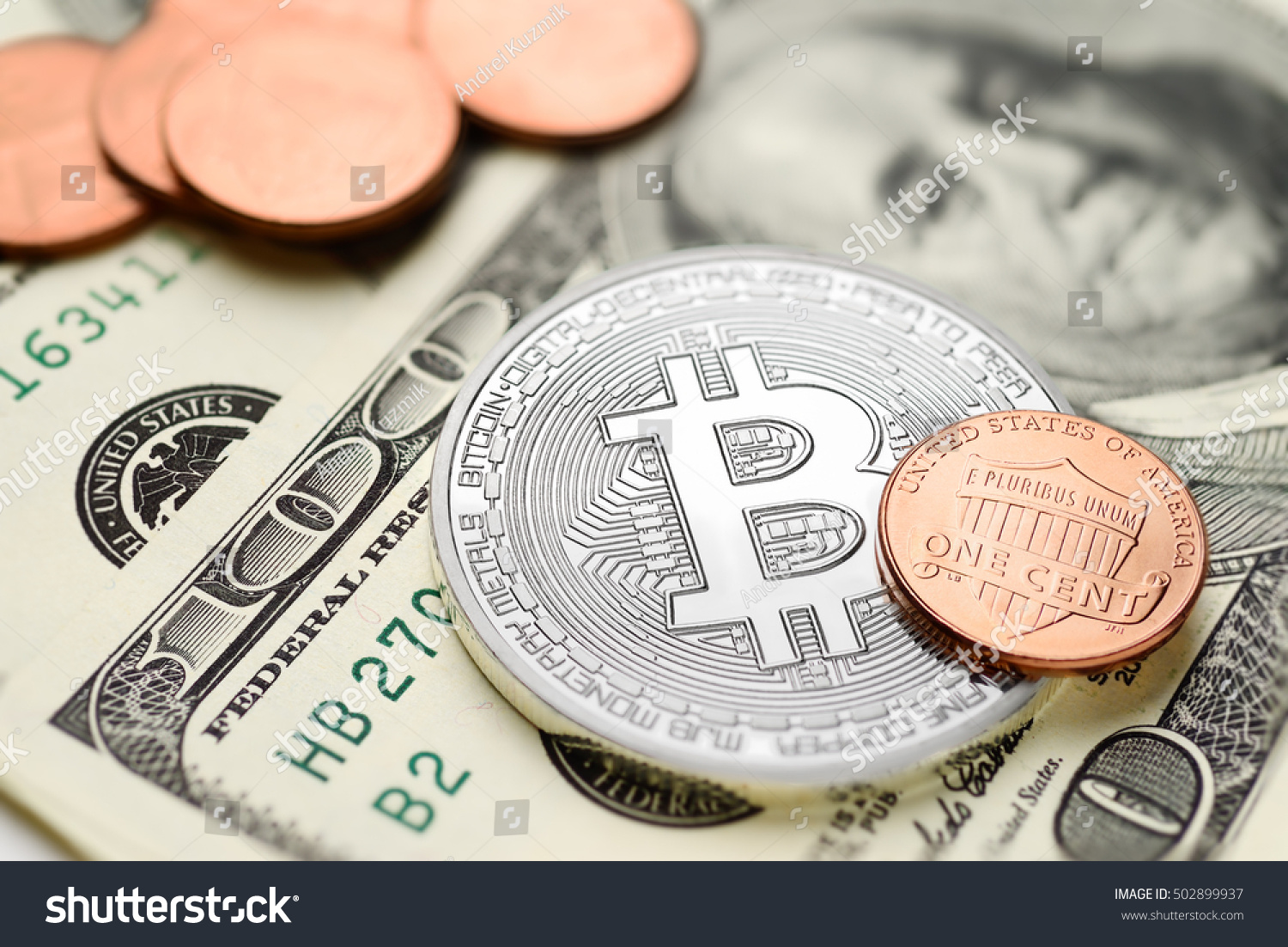 Bitcoin One Cent Coins On Us Stock Photo 502899937 ...