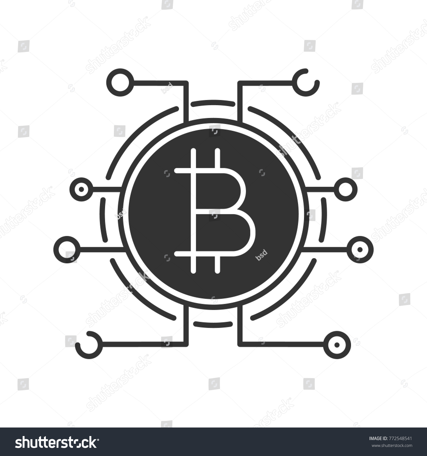 Bitcoin Glyph Icon Silhouette Symbol Online Stock Illustration - 