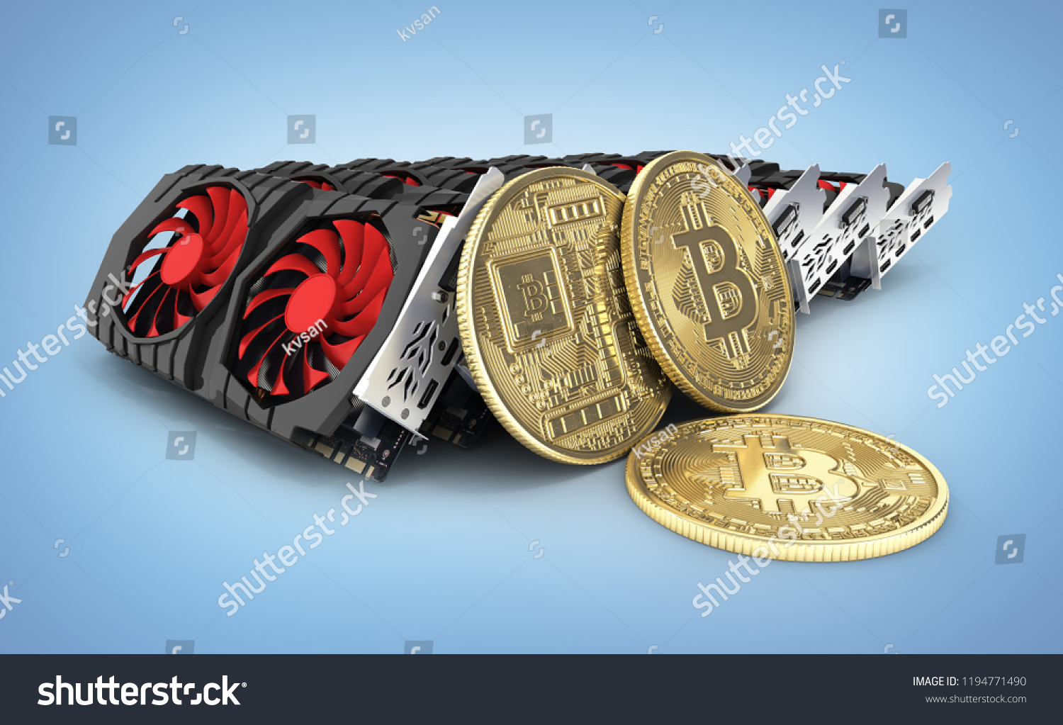 Bitcoin Mining Powerful Video Cards Mine Stock Illustration - 