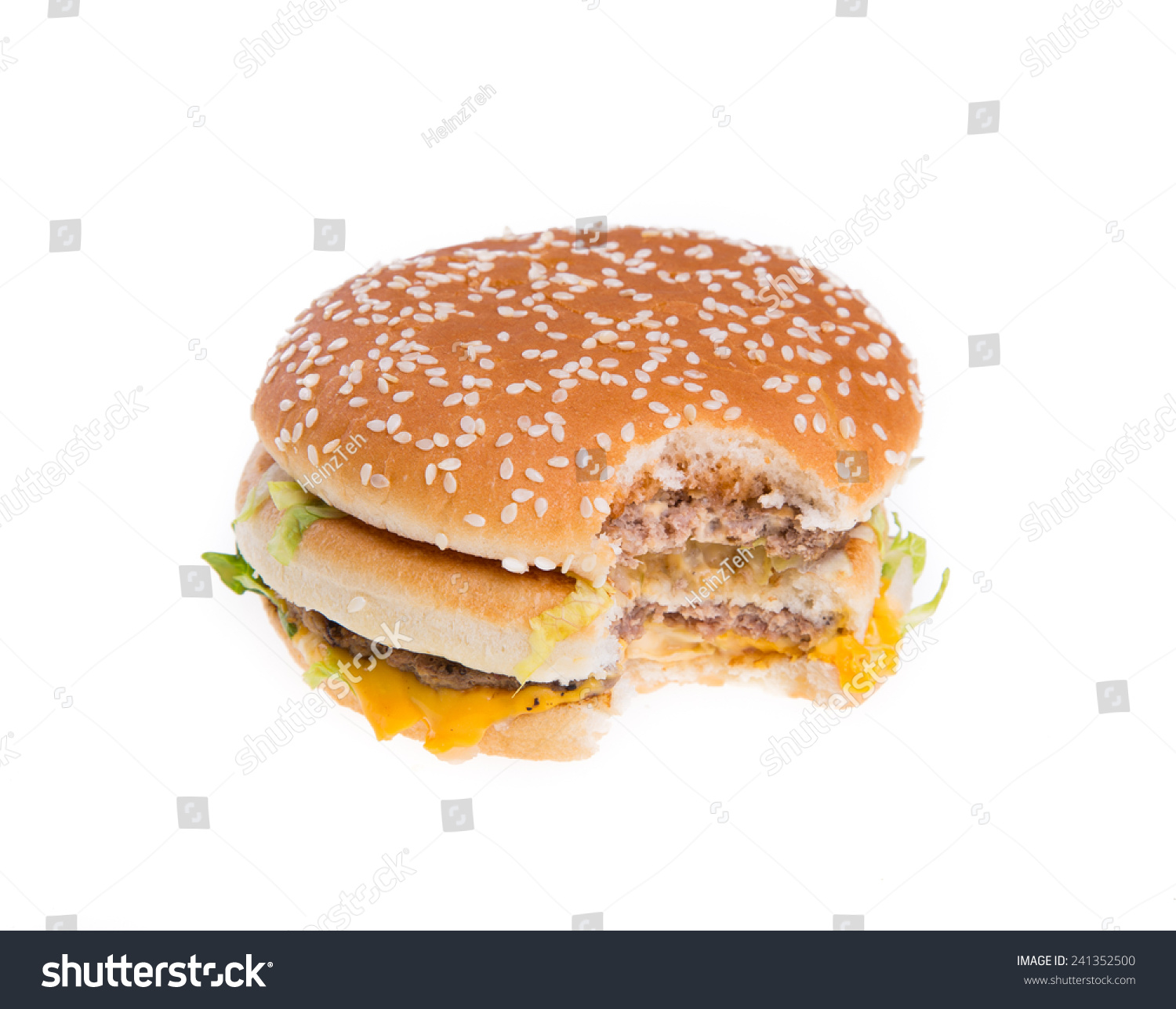 Bited Beef Burger Isolated On White Stock Photo Edit Now