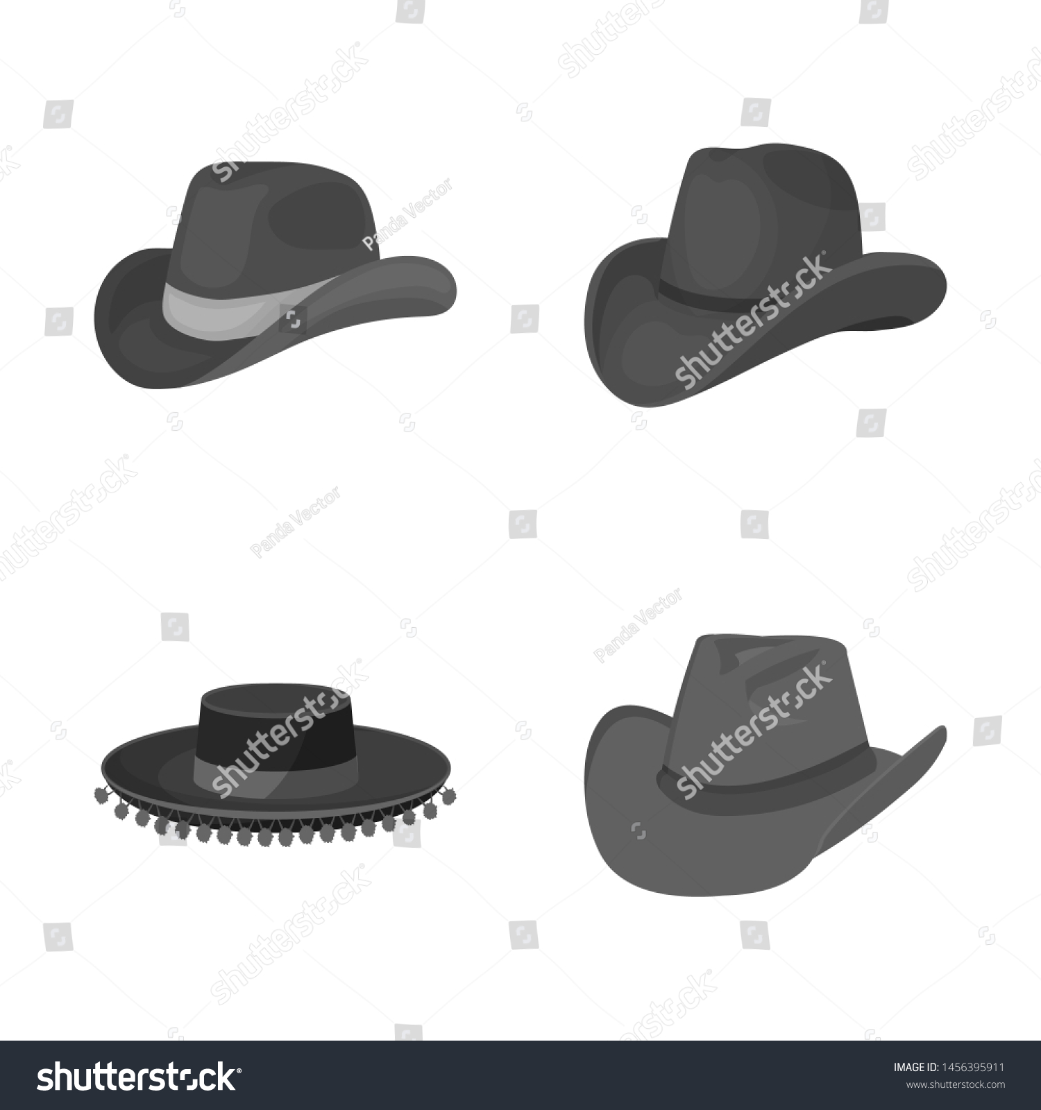 Bitmap Illustration Hat Cap Sign Set Stock Illustration 1456395911