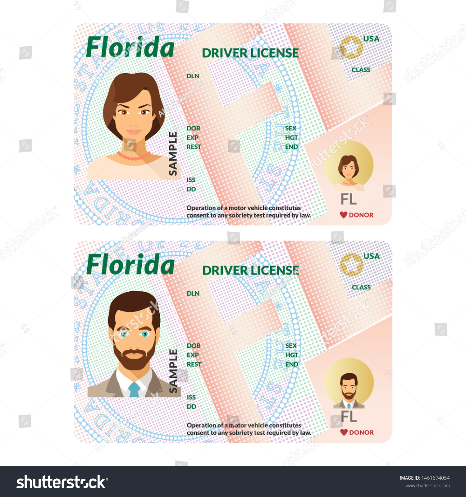 Bitmap Template Sample Driver License Plastic Stock Illustration For Florida Id Card Template
