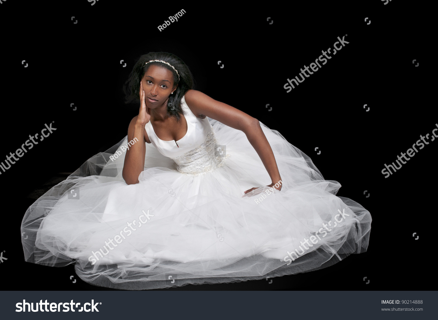 Black African American Woman Bride Wedding Stockfoto Jetzt