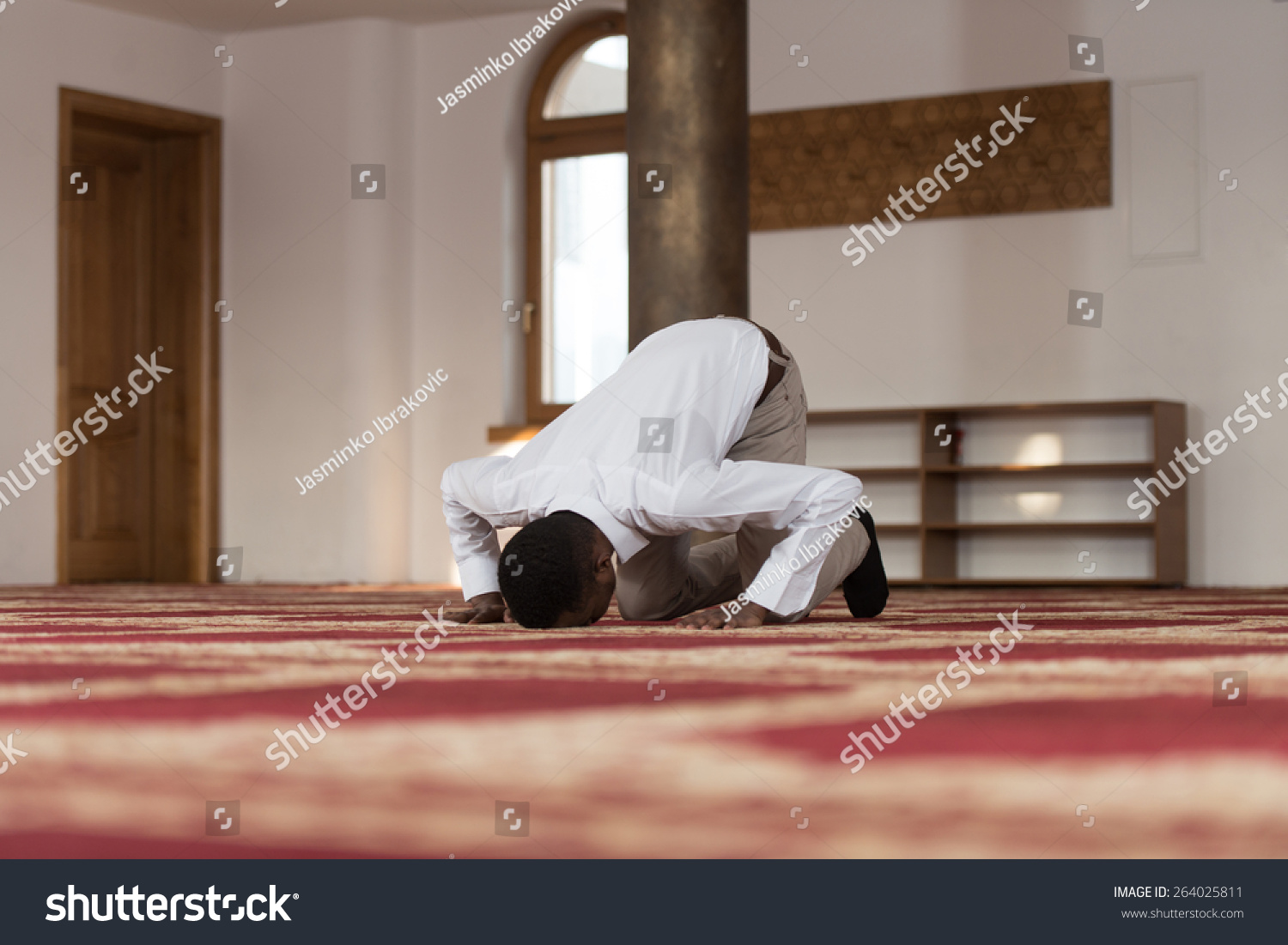 Black African Muslim Man Praying Mosque Stock Photo 264025811 ...