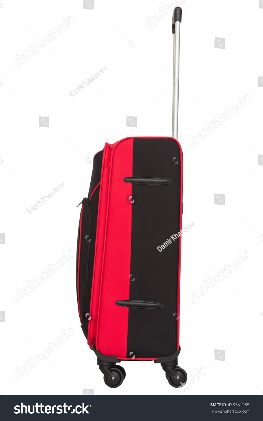 black and red suitcase