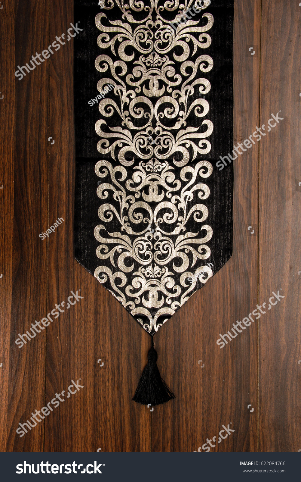 black and silver table runner