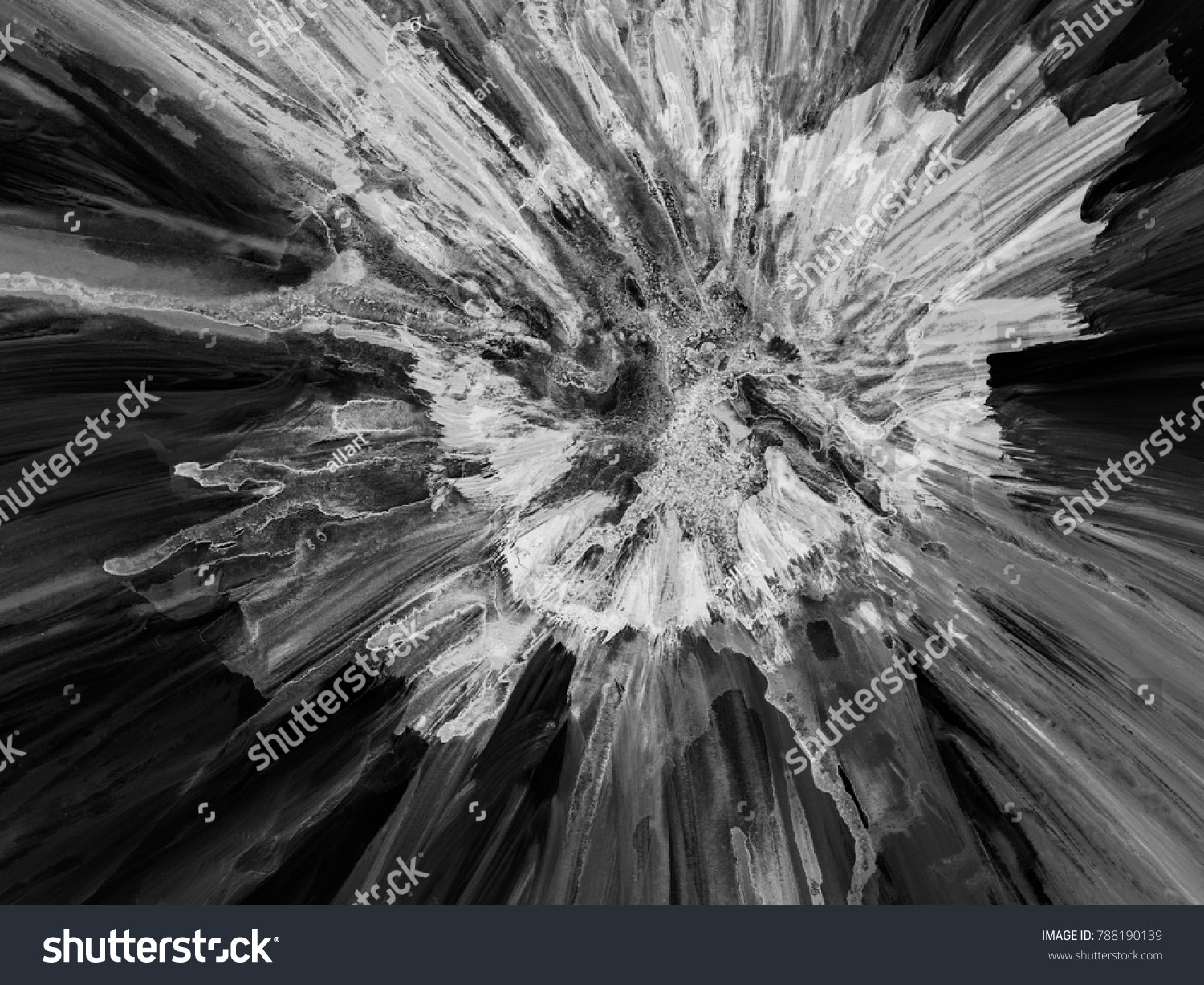 Black White Abstract Painting Creative Abstract Stock Illustration