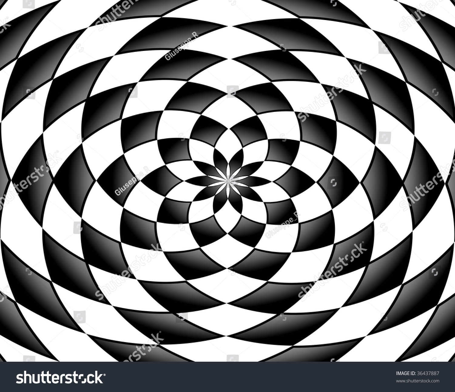 Black White Abstract Shapes Round Effect Stock Illustration 36437887