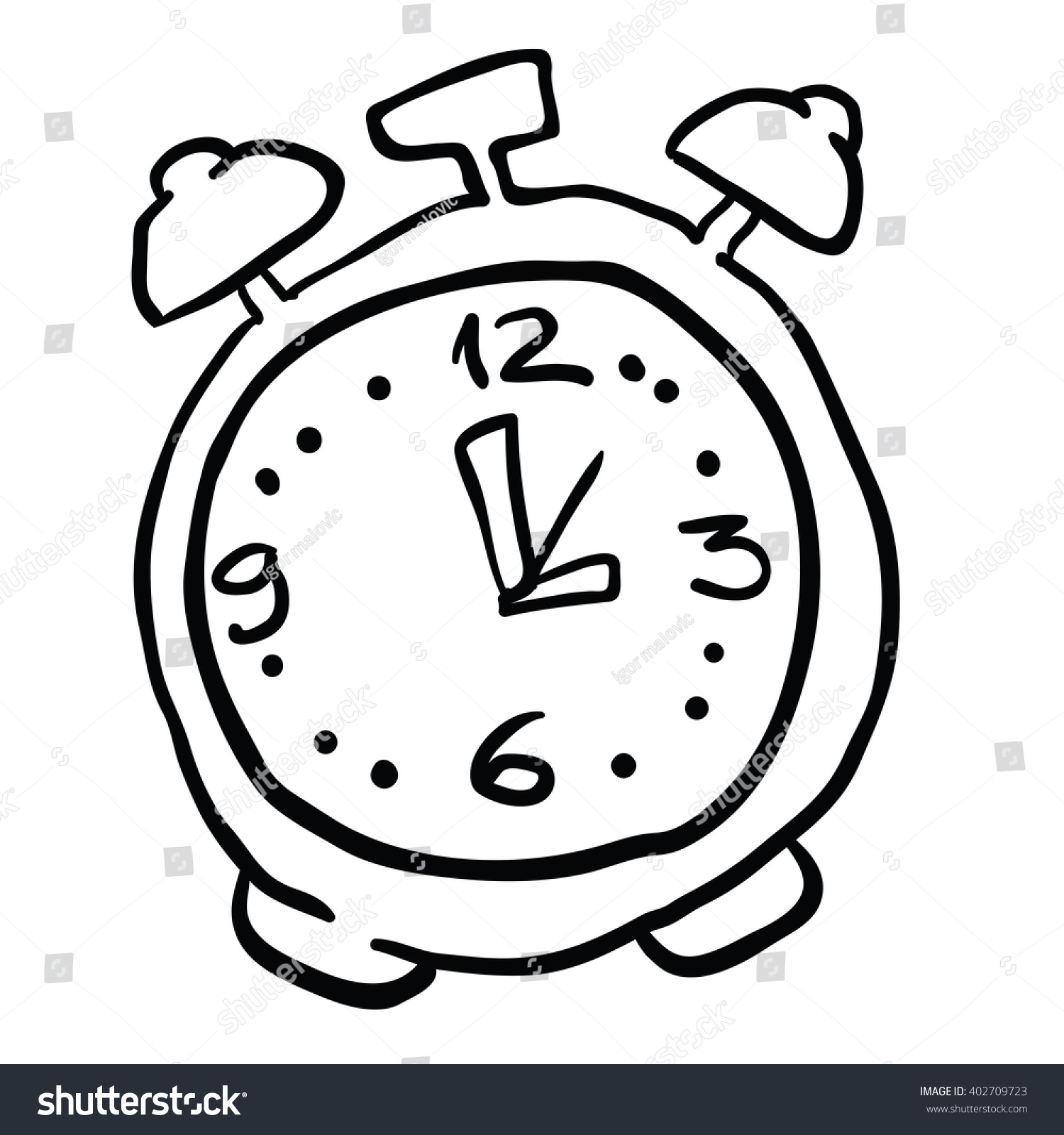 Black White Alarm Clock Cartoon Stock Illustration 402709723 - Shutterstock