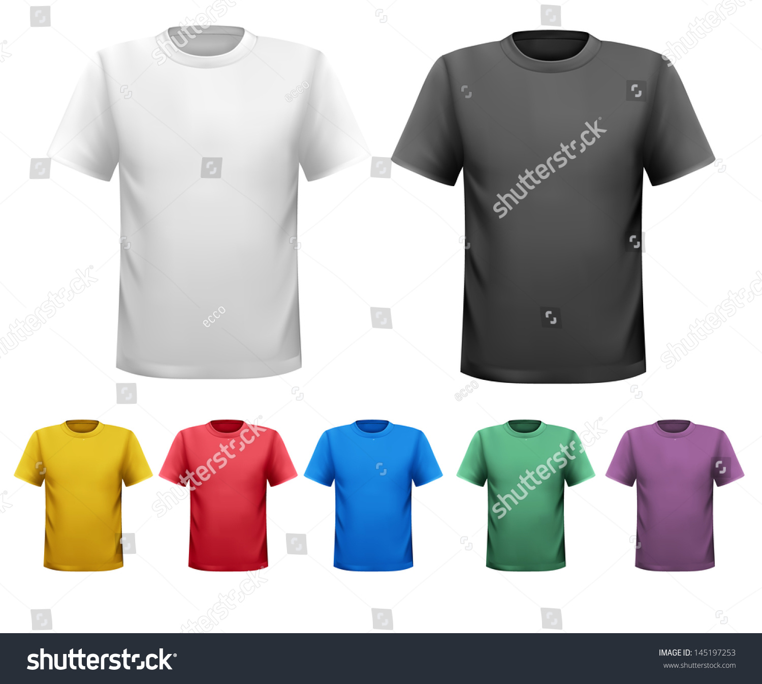 Black And White And Color Men T-Shirts. Design Template. Raster Version ...