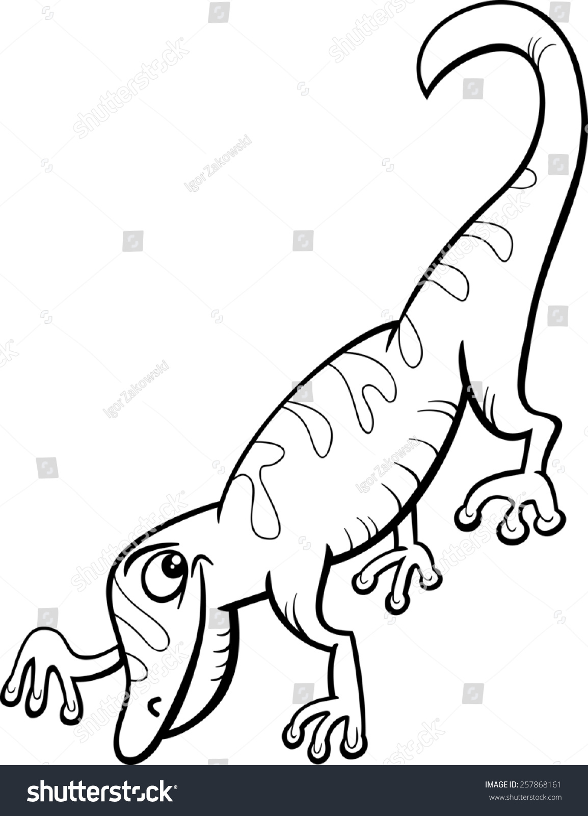 Black White Cartoon Illustration Cute Gecko Stock Illustration ...