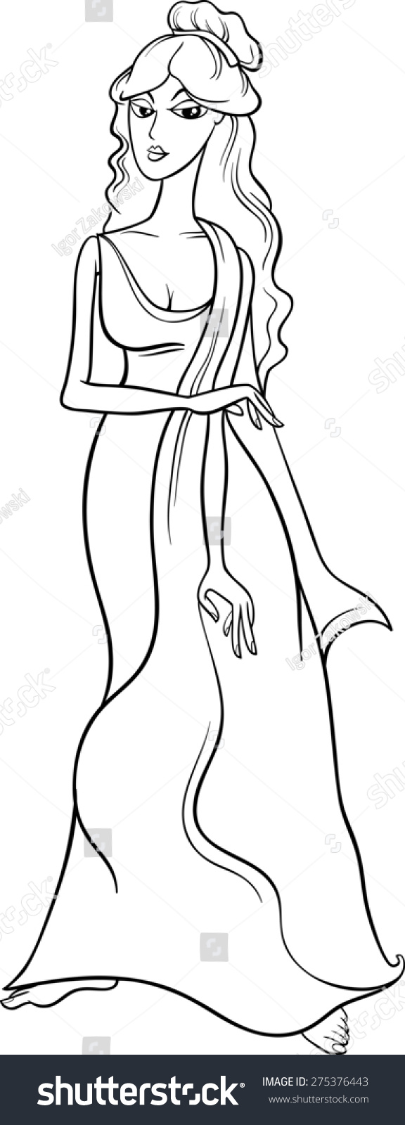 Black White Cartoon Illustration Mythological Greek Stock