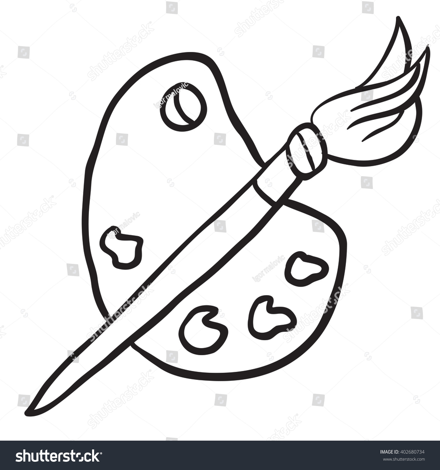 Black And White Cartoon Painters Palette Illustration Black And White Cartoon Painters Palette Illustration