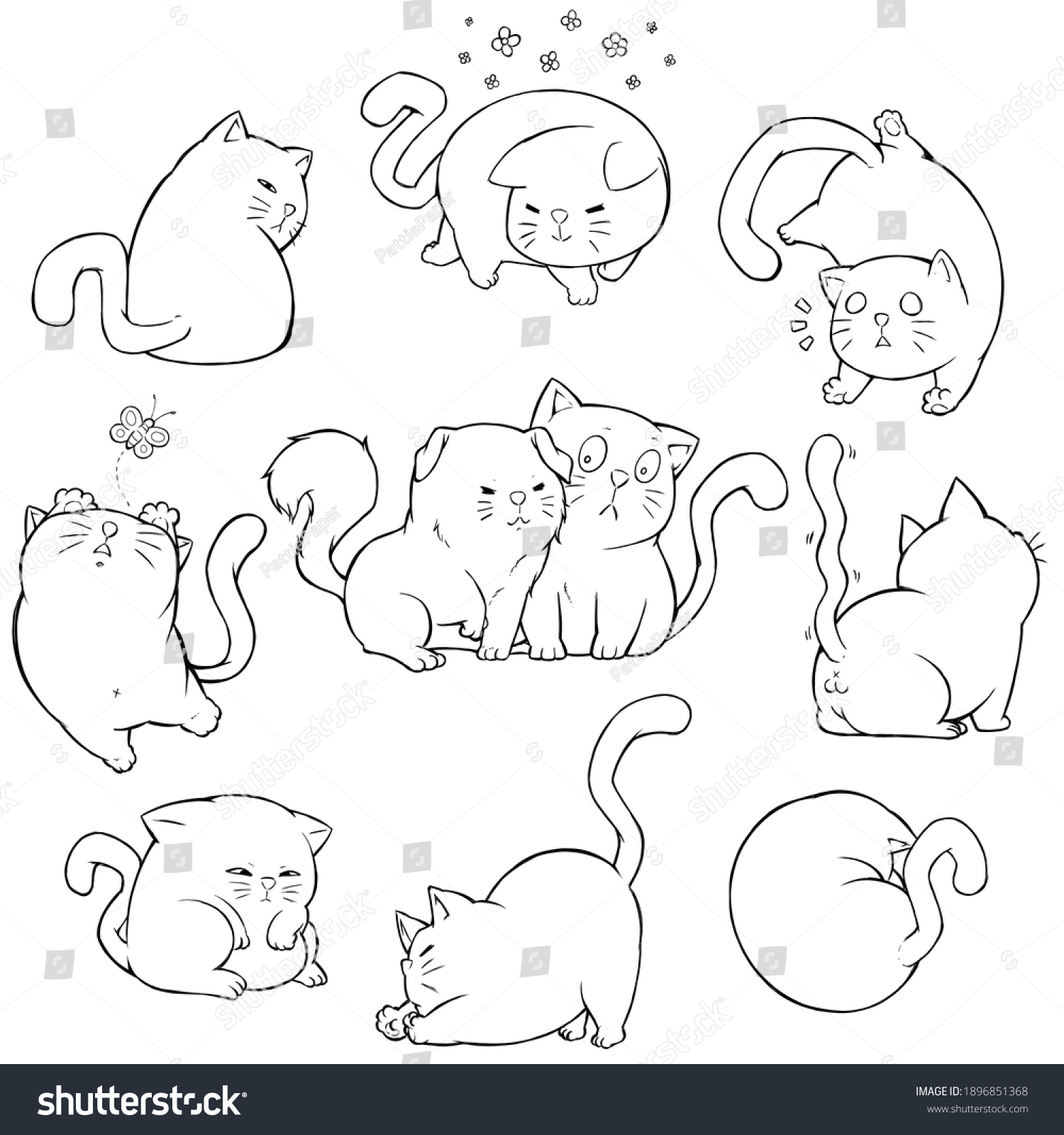 Cat-cartoon-outline Images, Stock Photos & Vectors 