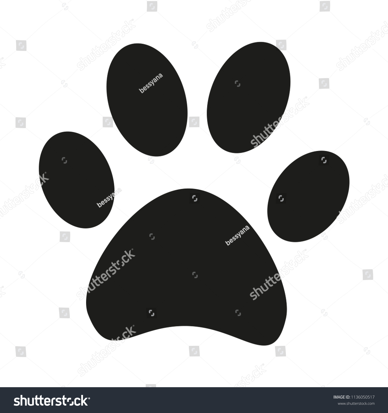 Black White Cat Paw Footprint Silhouette Stock Illustration 1136050517 ...