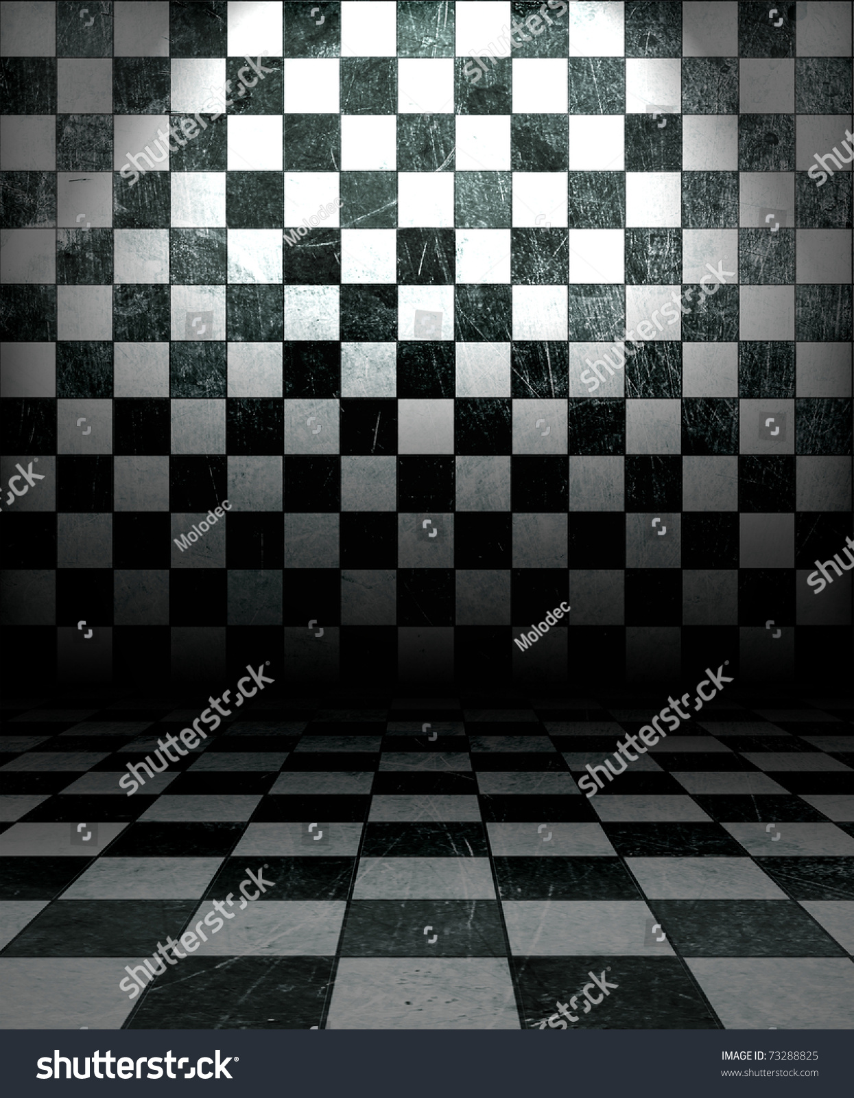 Black And White Check Grunge Room Stock Photo 73288825 : Shutterstock