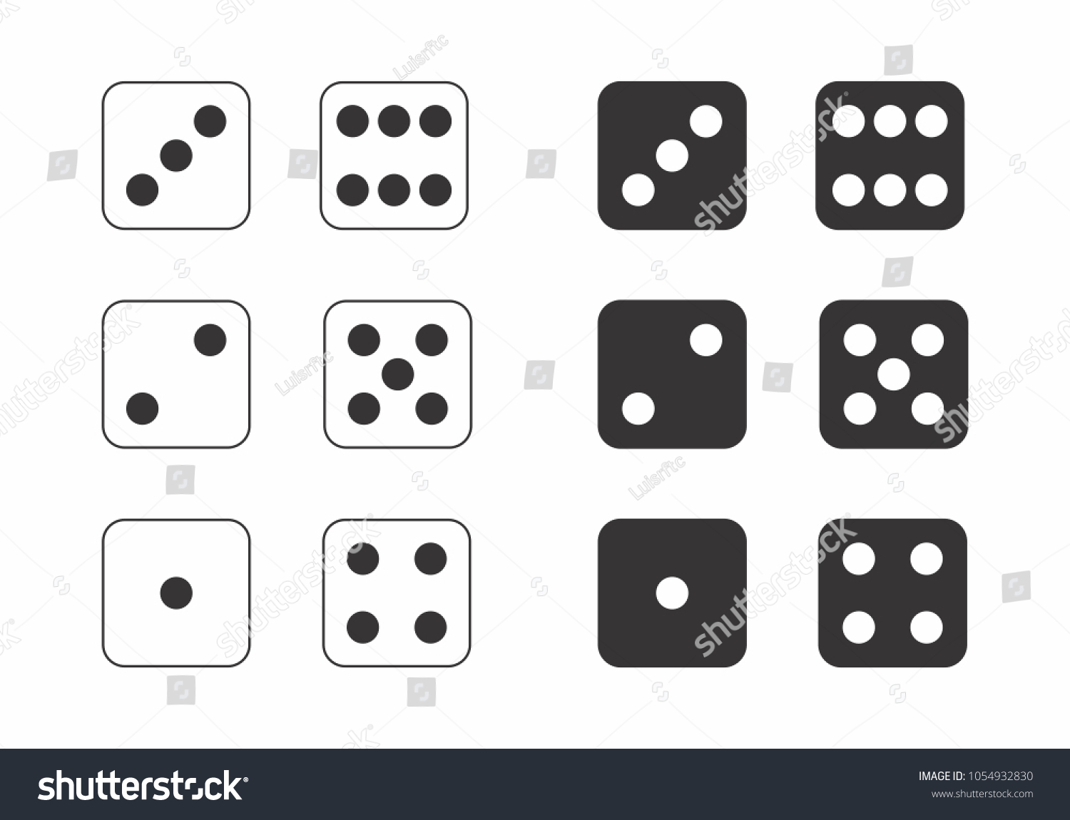 Black White Illustration Dice Showing Numbers Stock Illustration ...