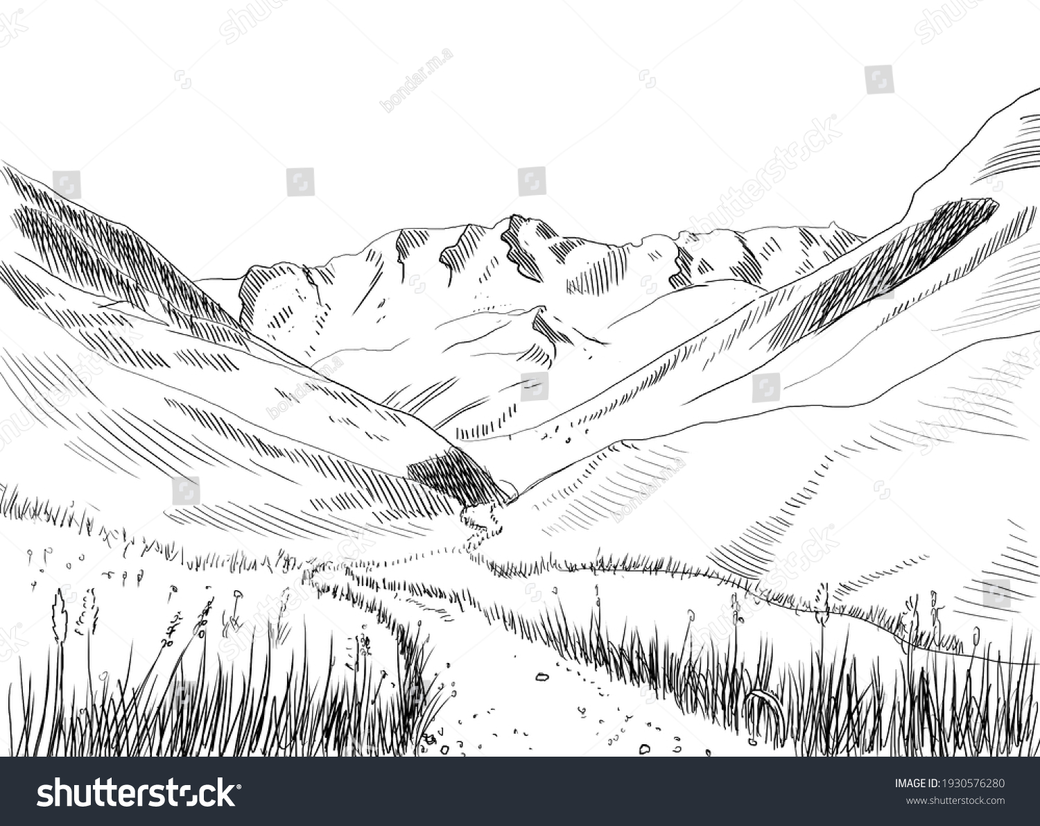 36,190 Black and white mountain drawings Images, Stock Photos & Vectors ...