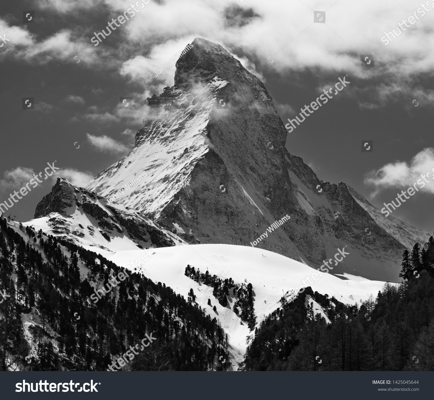 Black White Matterhorn Mountain Zermatt Switzerland Stock Photo ...