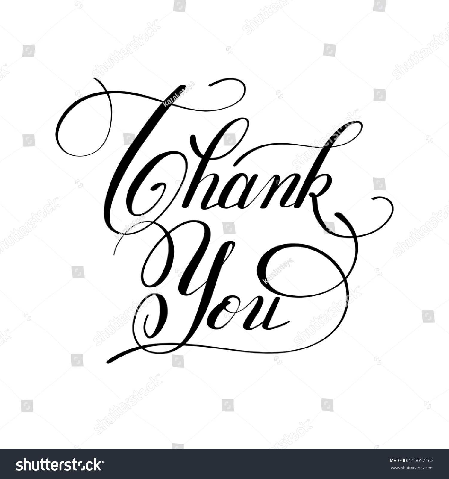 Black And White Modern Calligraphy Thank You Handwritten Lettering ...