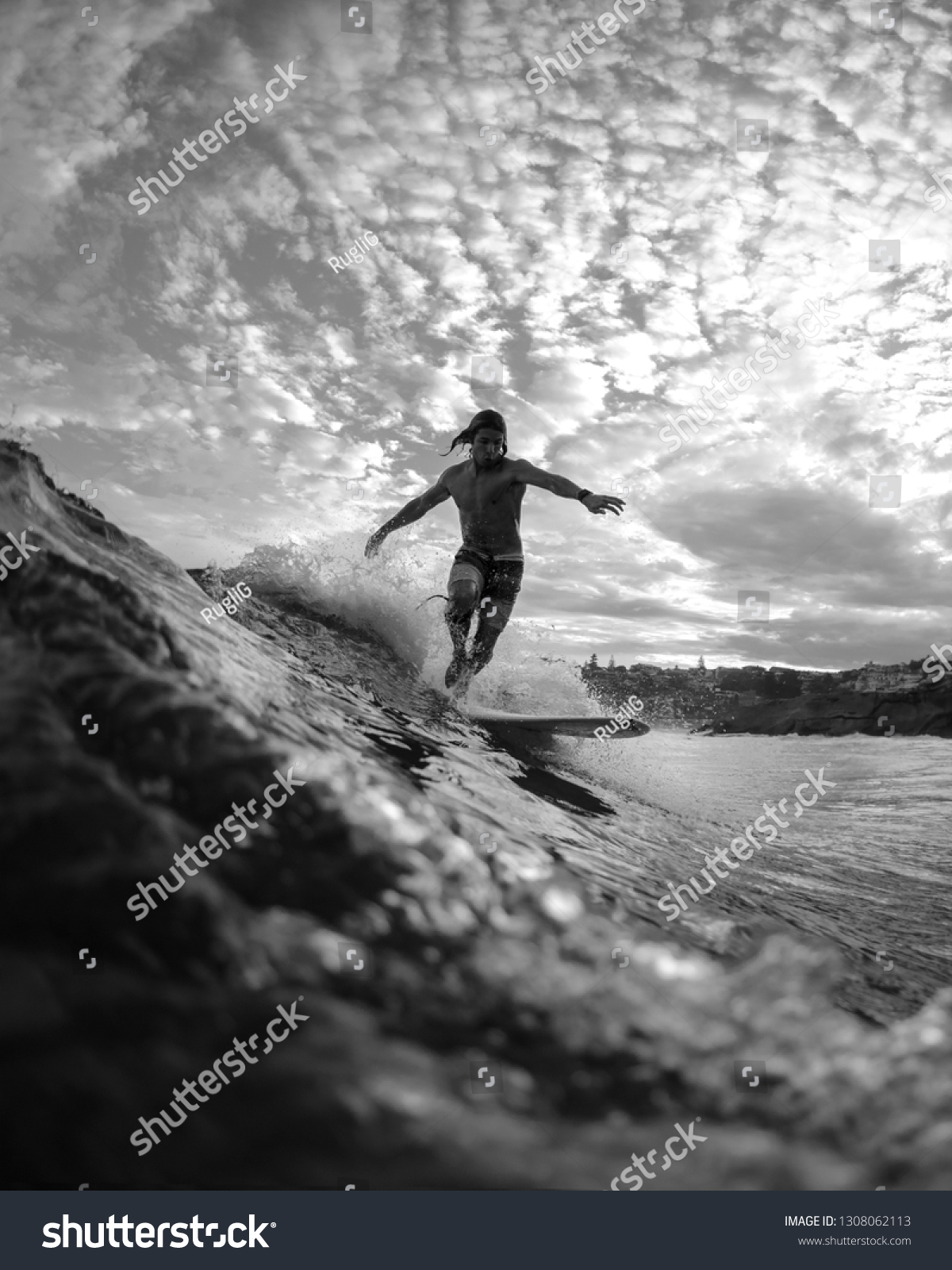 Black White Photo Young Surfer Tamarama Stock Photo Edit Now