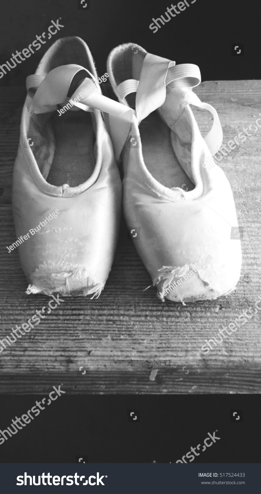 black and white pointe shoes